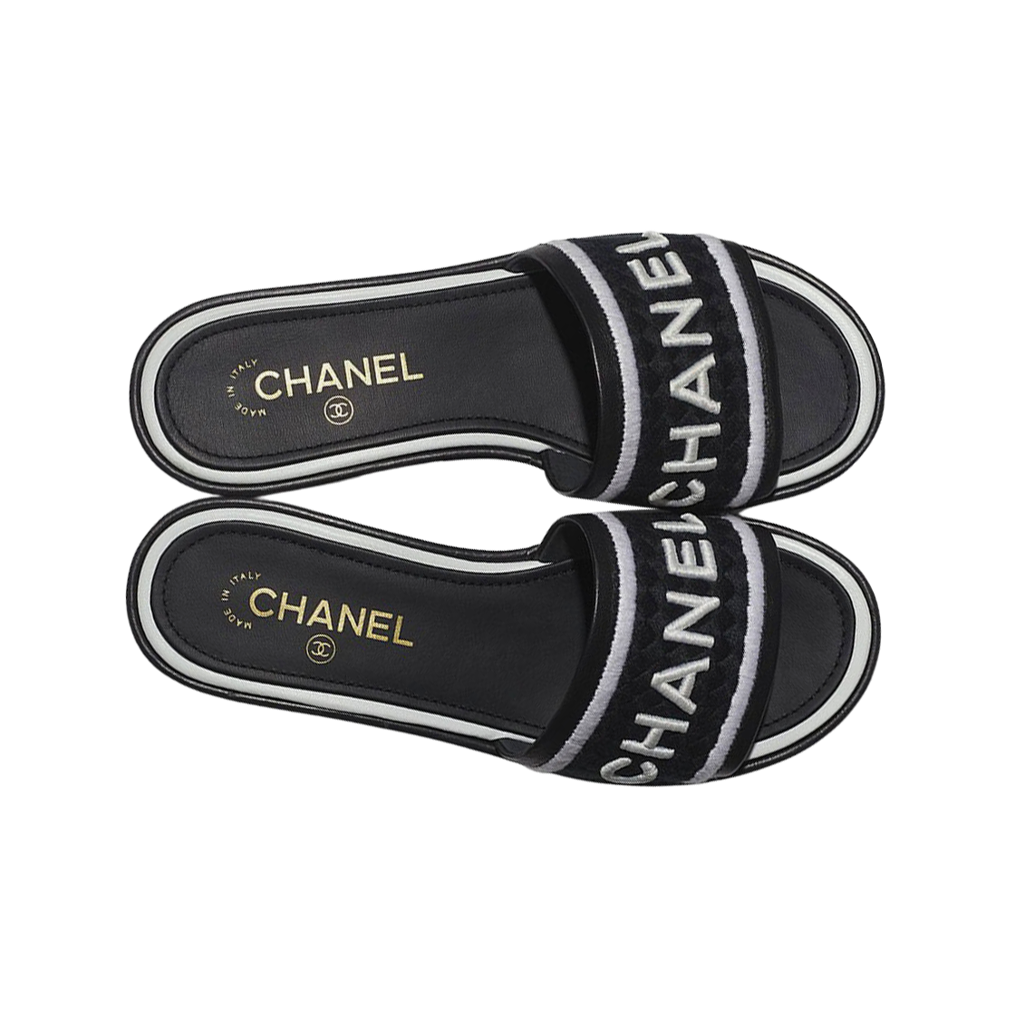 (W) 샤넬 뮬 램스킨 자수 장식 & 블랙 화이트((W) Chanel Mules Lambskin Embroideries & Black White) - 2