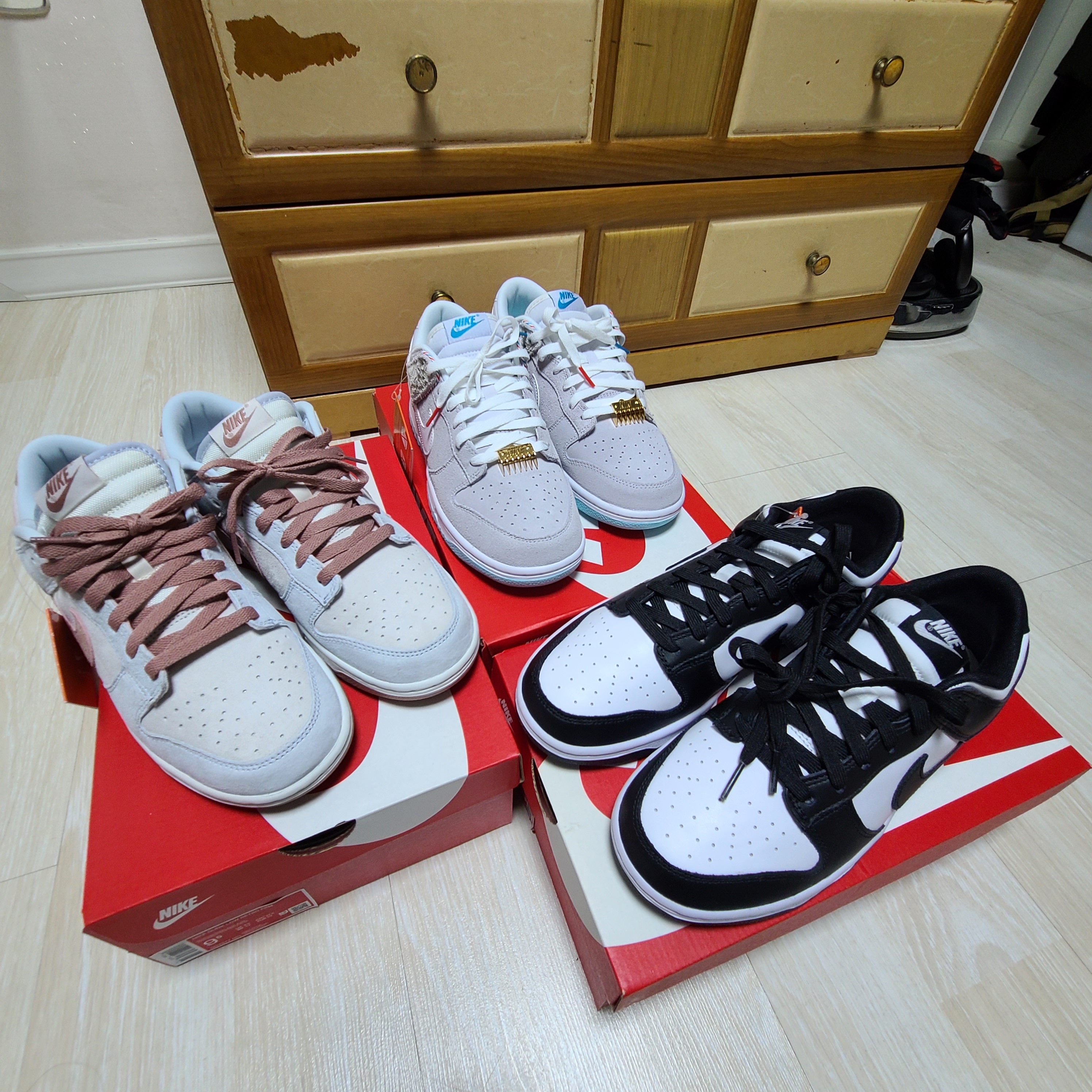 Nike Dunk Low Retro Black, Nike Dunk Low Retro SE Barber Shop Grey 착용 스타일
