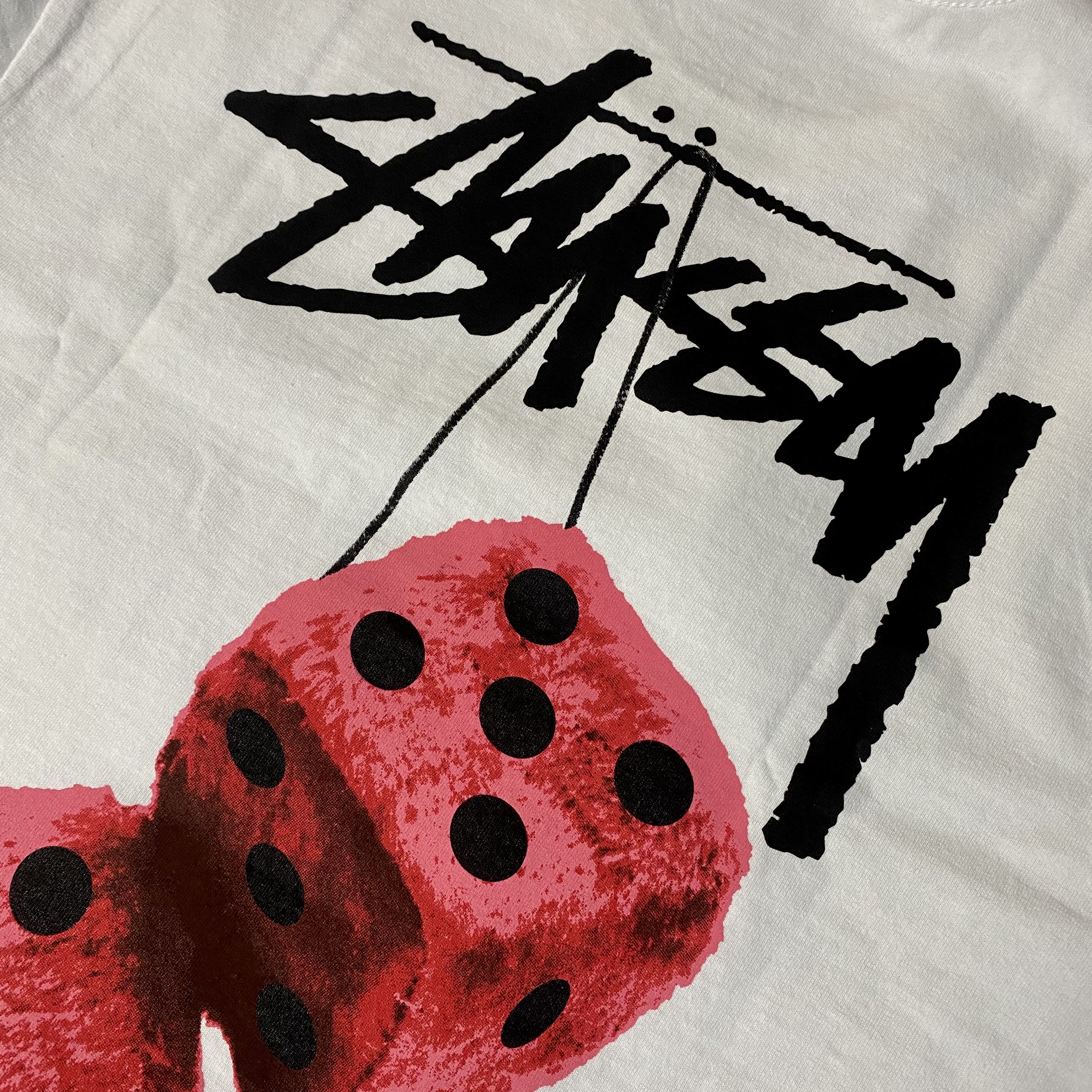 Stussy Fuzzy Dice T-Shirt White 착용 스타일