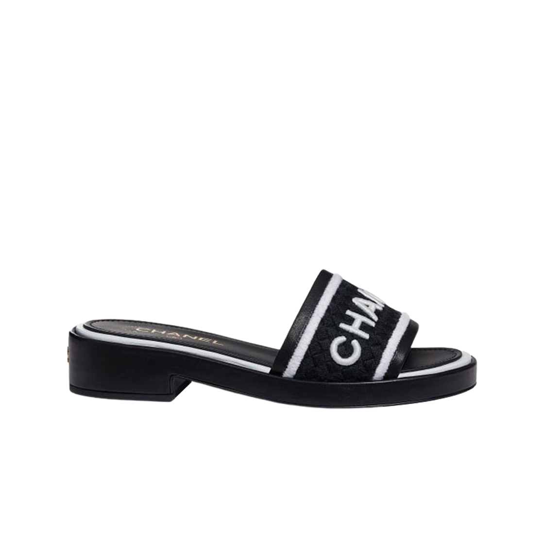(W) 샤넬 뮬 램스킨 자수 장식 & 블랙 화이트((W) Chanel Mules Lambskin Embroideries & Black White) - 1