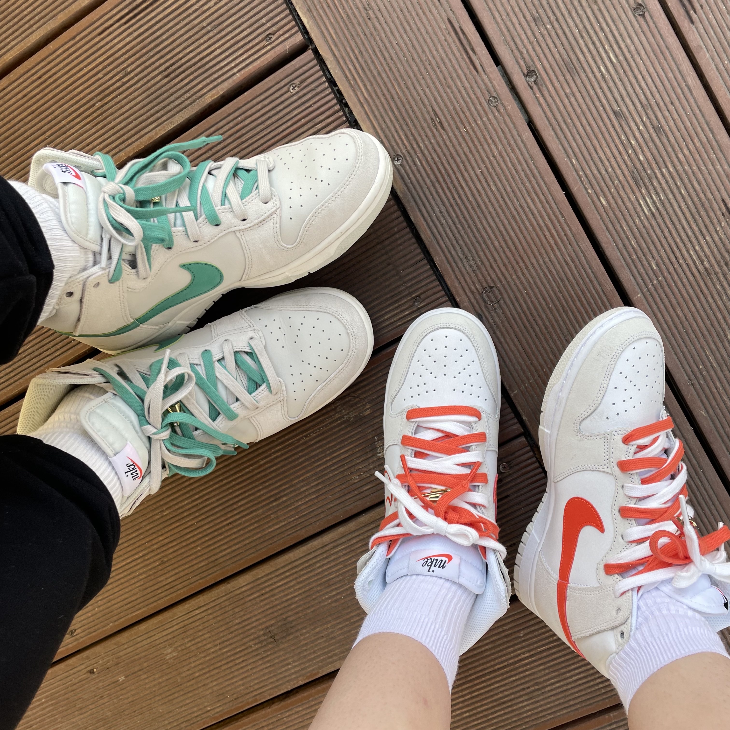Nike Dunk High SE First Use Sail, (W) Nike Dunk High SE First Use Sail University Orange 착용 스타일