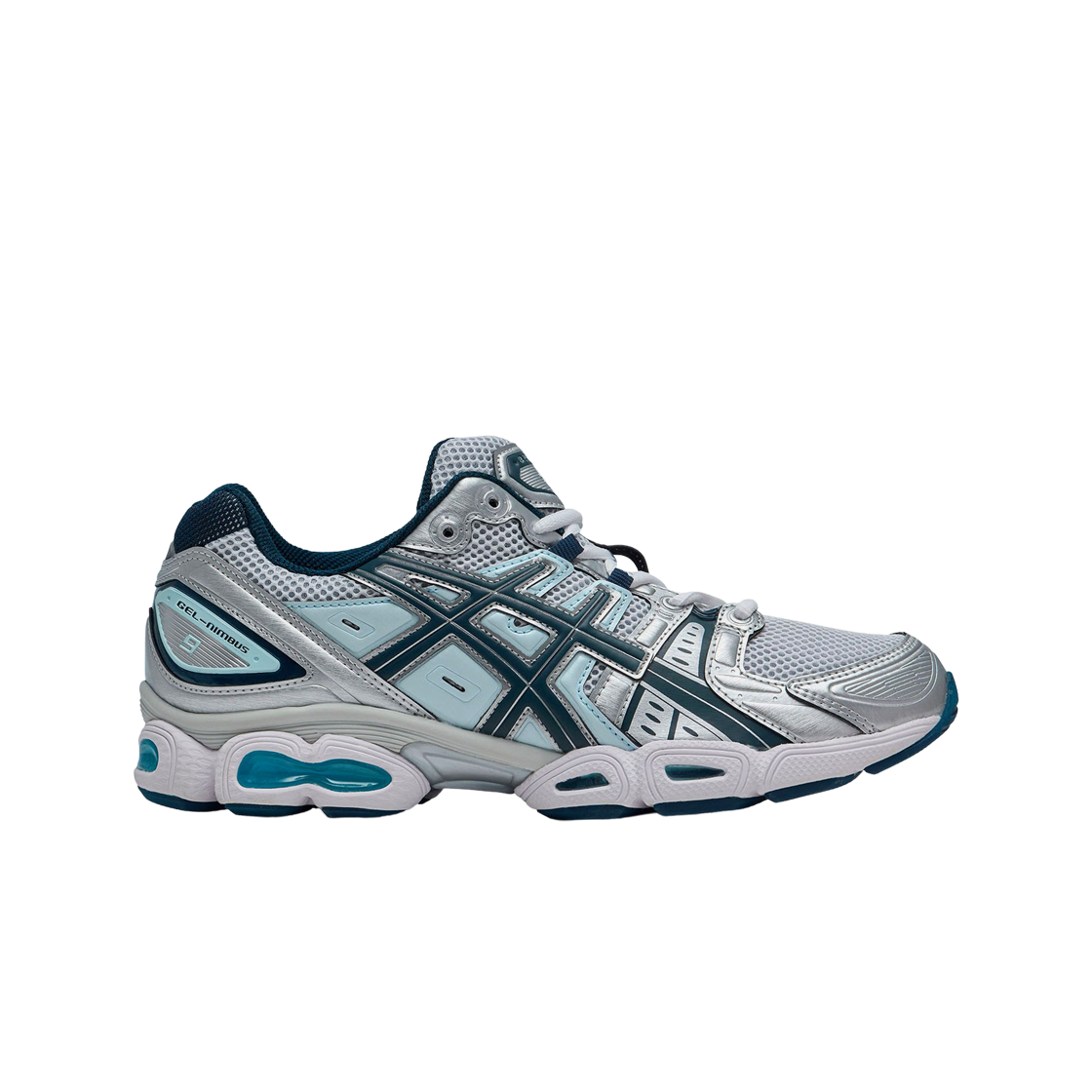 (W) 아식스 젤 님버스 9 퓨어 실버 프렌치 블루((W) Asics Gel-Nimbus 9 Pure Silver French Blue)