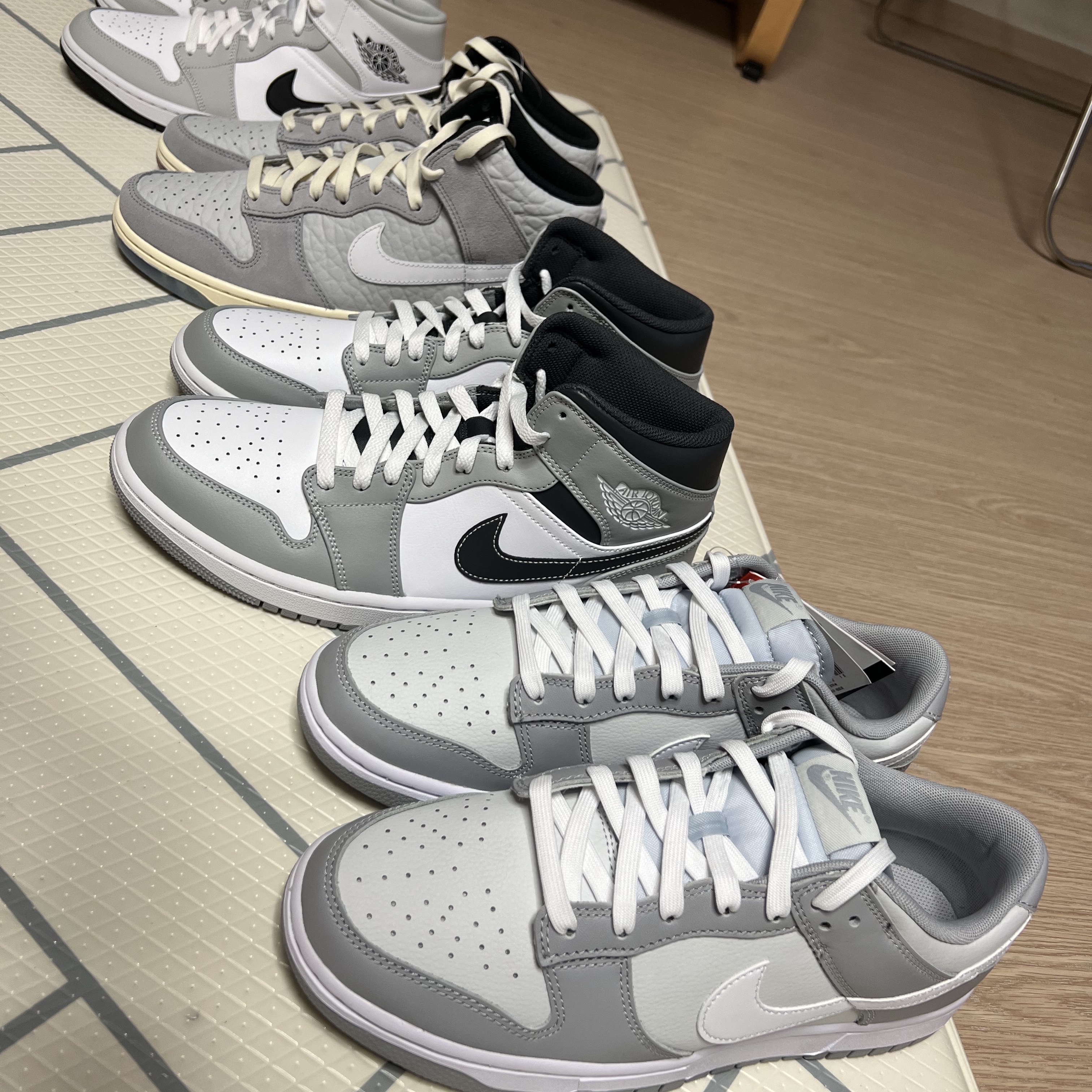 Nike Dunk Low Retro Wolf Grey, Nike Dunk High PRM Culture Day 착용 스타일