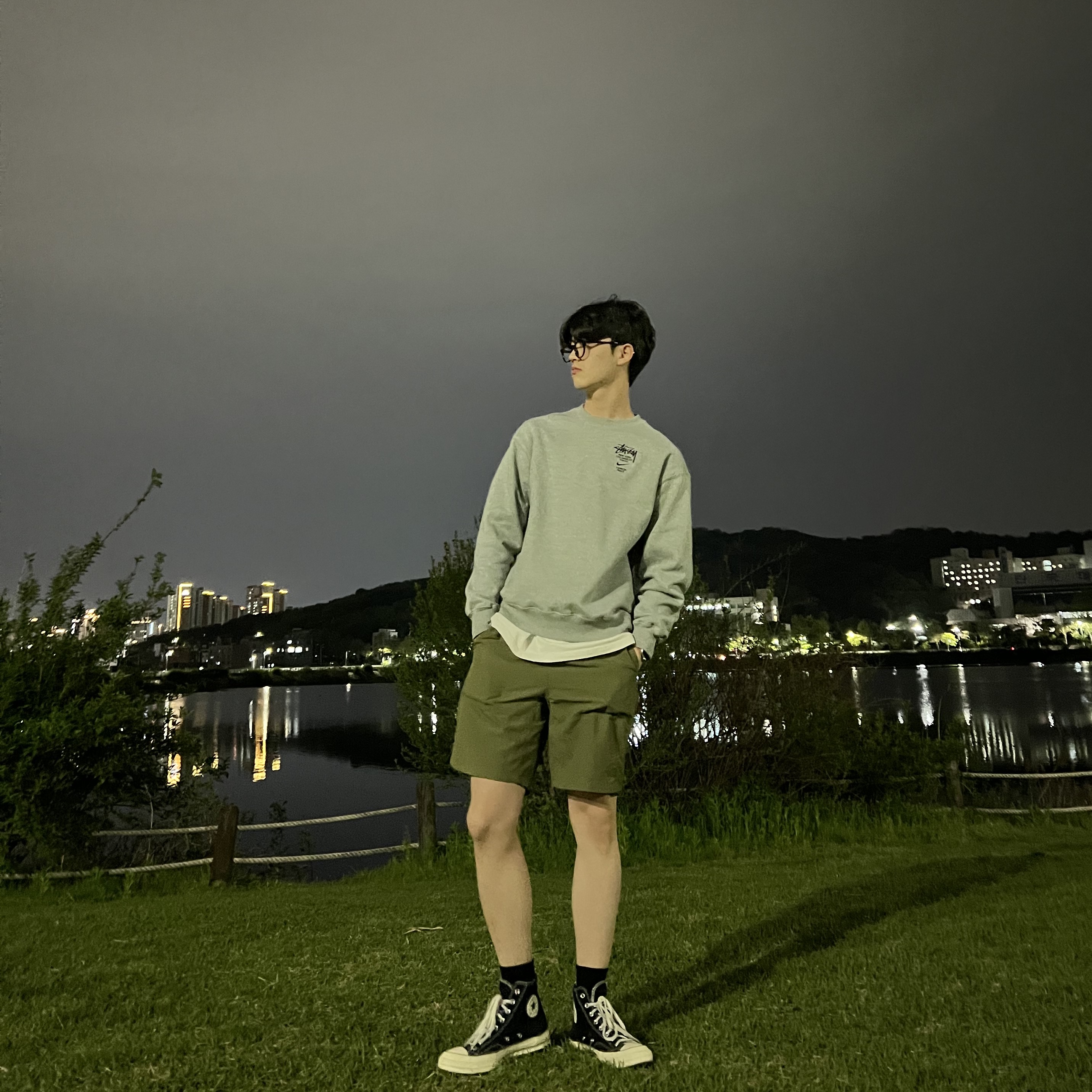 Nike x Stussy NRG ZR Fleece Crewneck Heather Grey - US/EU 착용 스타일 - 1