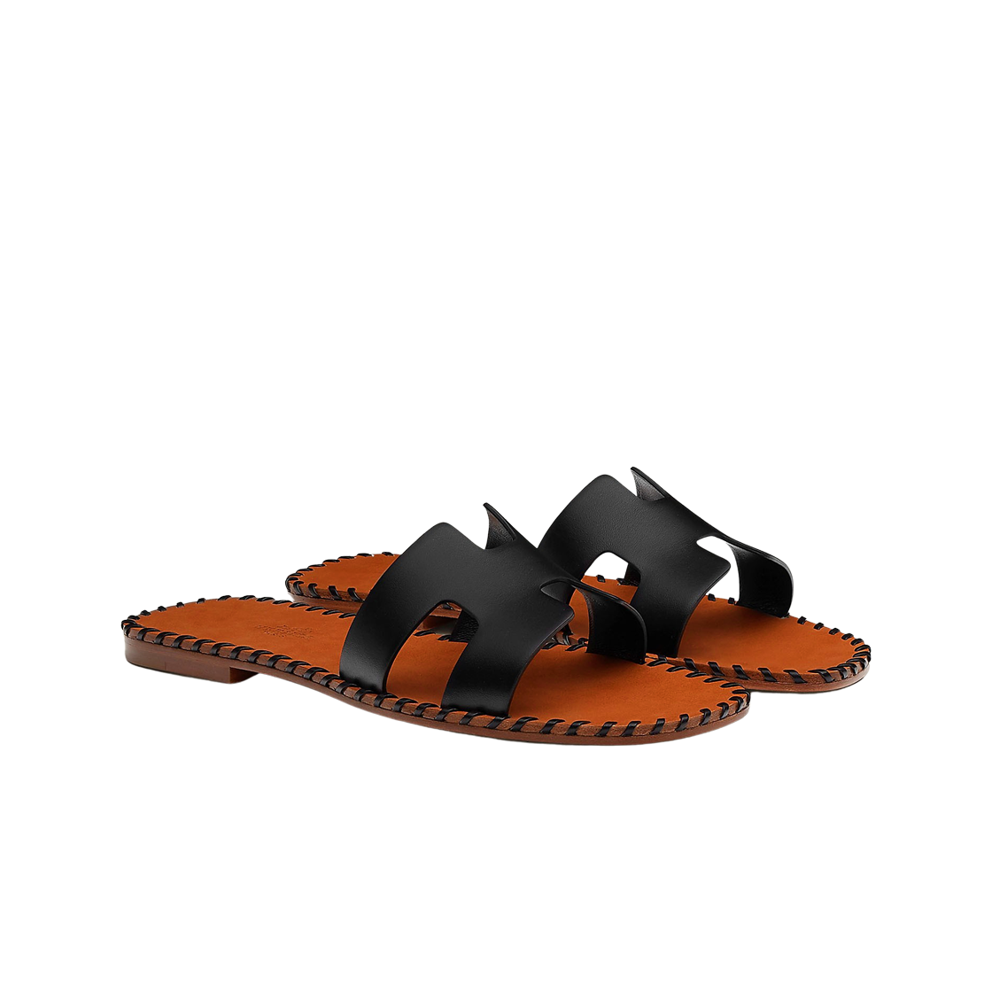 (W) 에르메스 오란 샌들 브레이드 카프스킨 & 누아((W) Hermes Oran Sandal Braided Calfskin & Noir) - 2