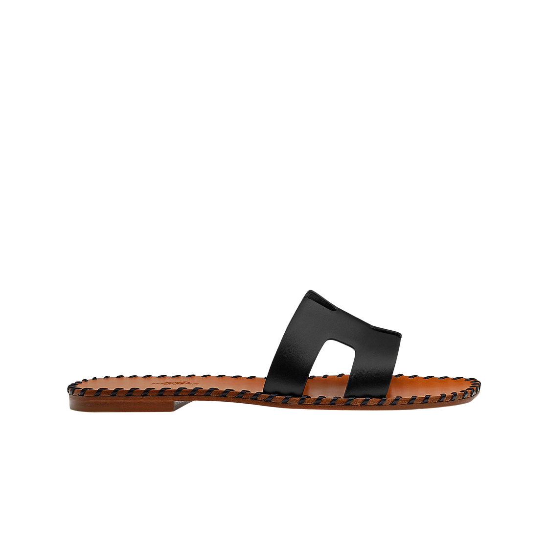(W) 에르메스 오란 샌들 브레이드 카프스킨 & 누아((W) Hermes Oran Sandal Braided Calfskin & Noir) - 1