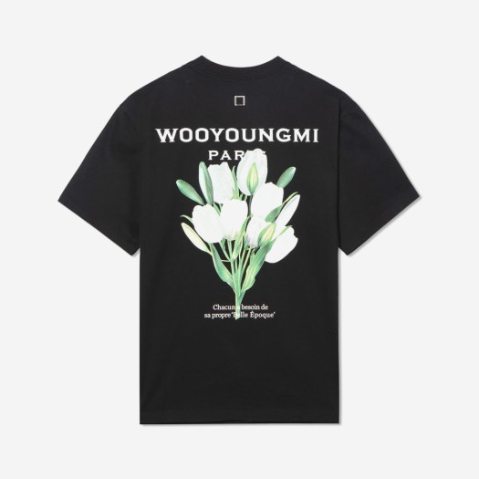 Wooyoungmi Flower Print Back Logo T-Shirt Black - 22SS