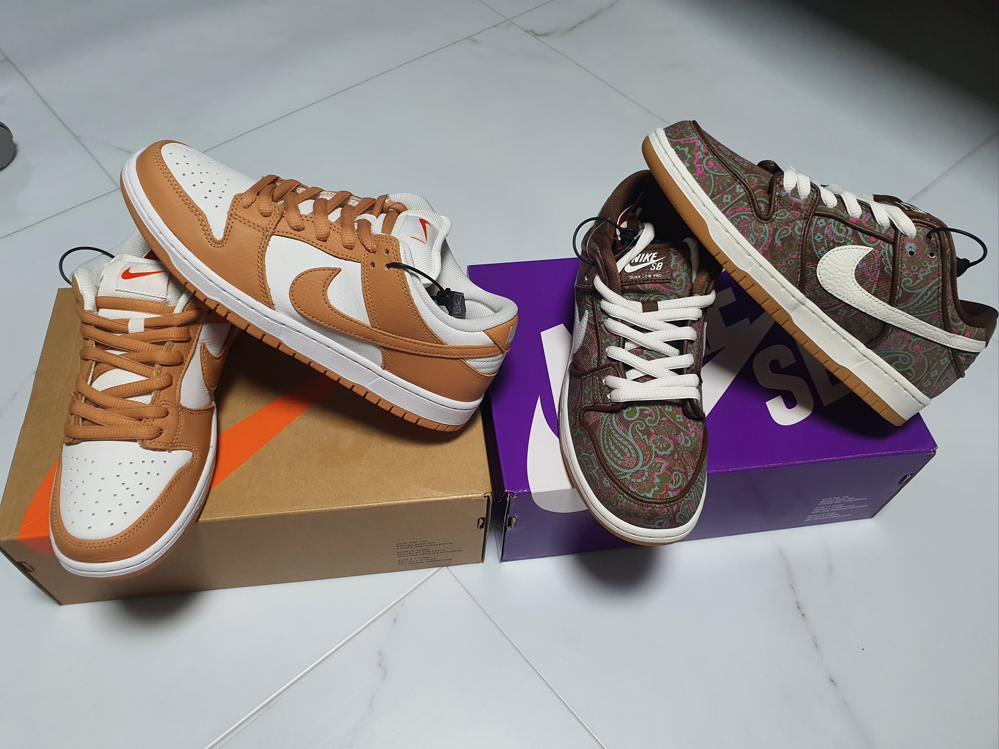 Nike SB Dunk Low Pro Light Cognac, Nike SB Dunk Low Pro Premium Paisley 착용 스타일