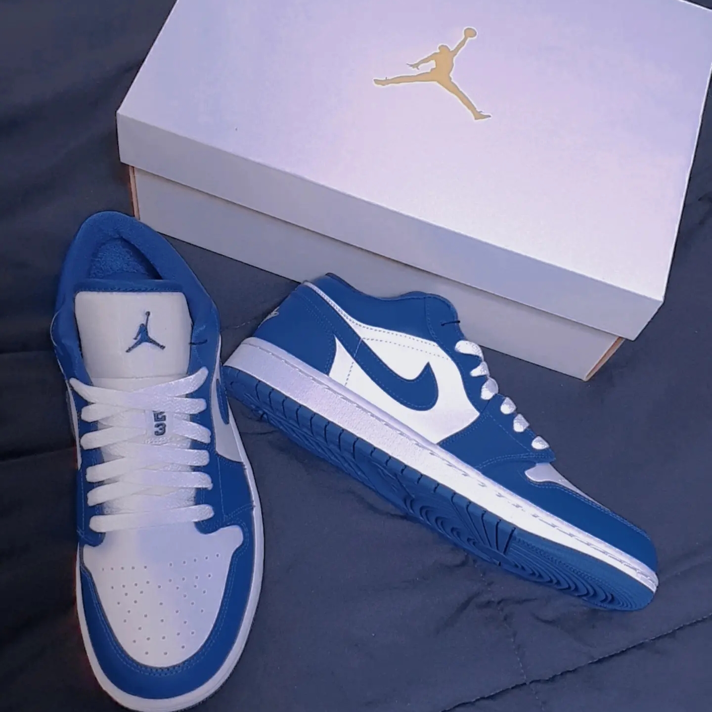 (W) Jordan 1 Low White Dark Marina Blue 착용 스타일