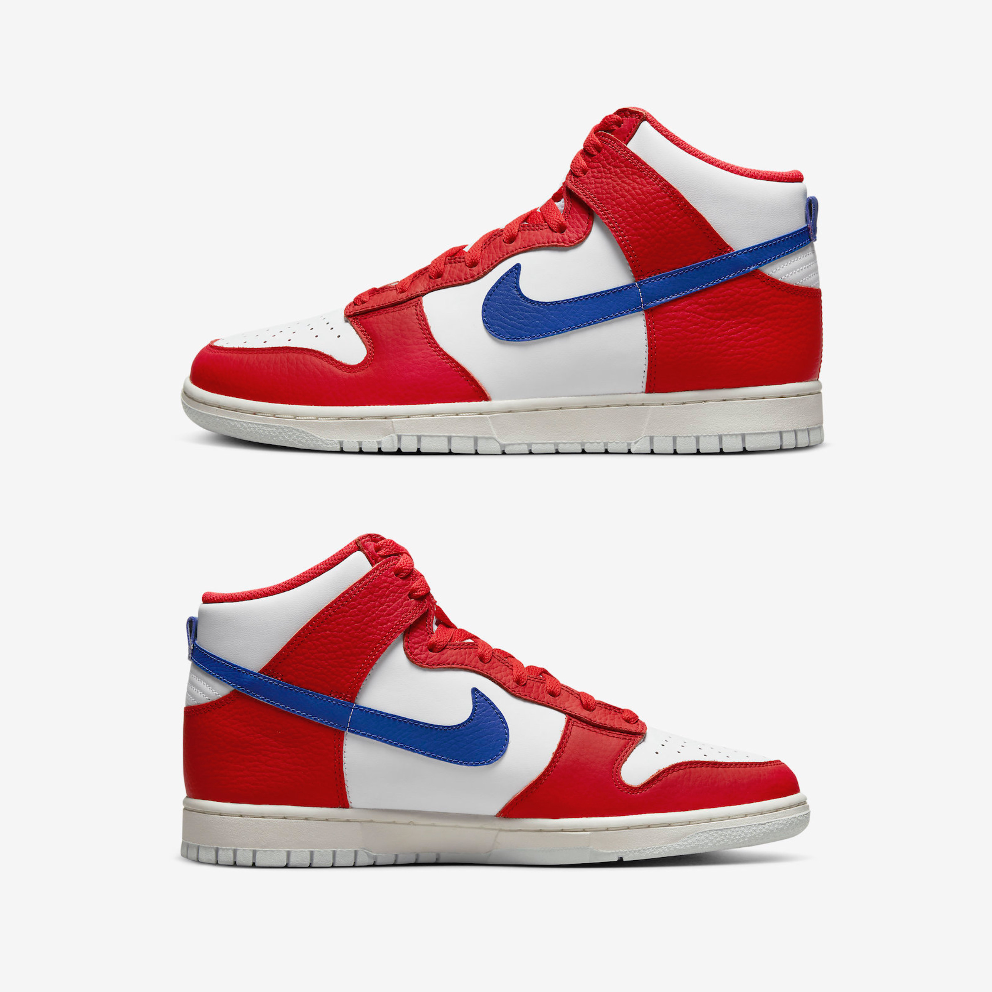 Nike Air Force 1 Mid QS University Red and Midnight Navy, Nike Dunk High Retro Championship White and Red 착용 스타일 - 3