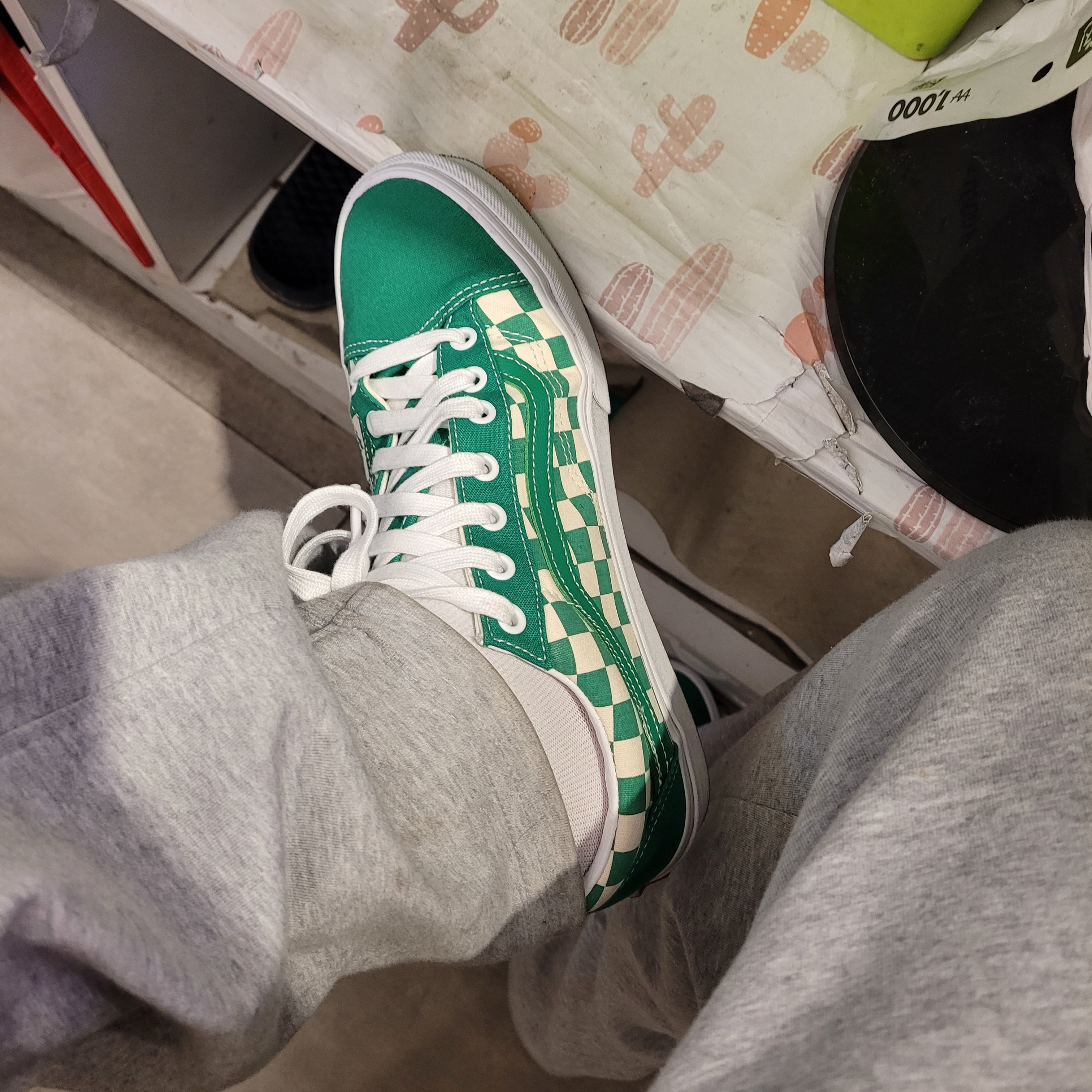 Vans Style 36 Checkerboard Jolly Green 착용 스타일 - 2