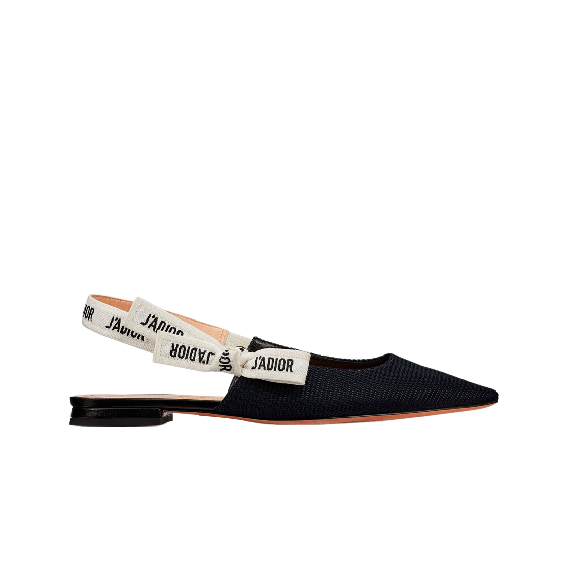 (W) 디올 자디올 슬링백 발레리나 플랫 테크니컬 패브릭 블랙((W) Dior J'adior Slingback Ballerina Flat Technical Fabric Black)