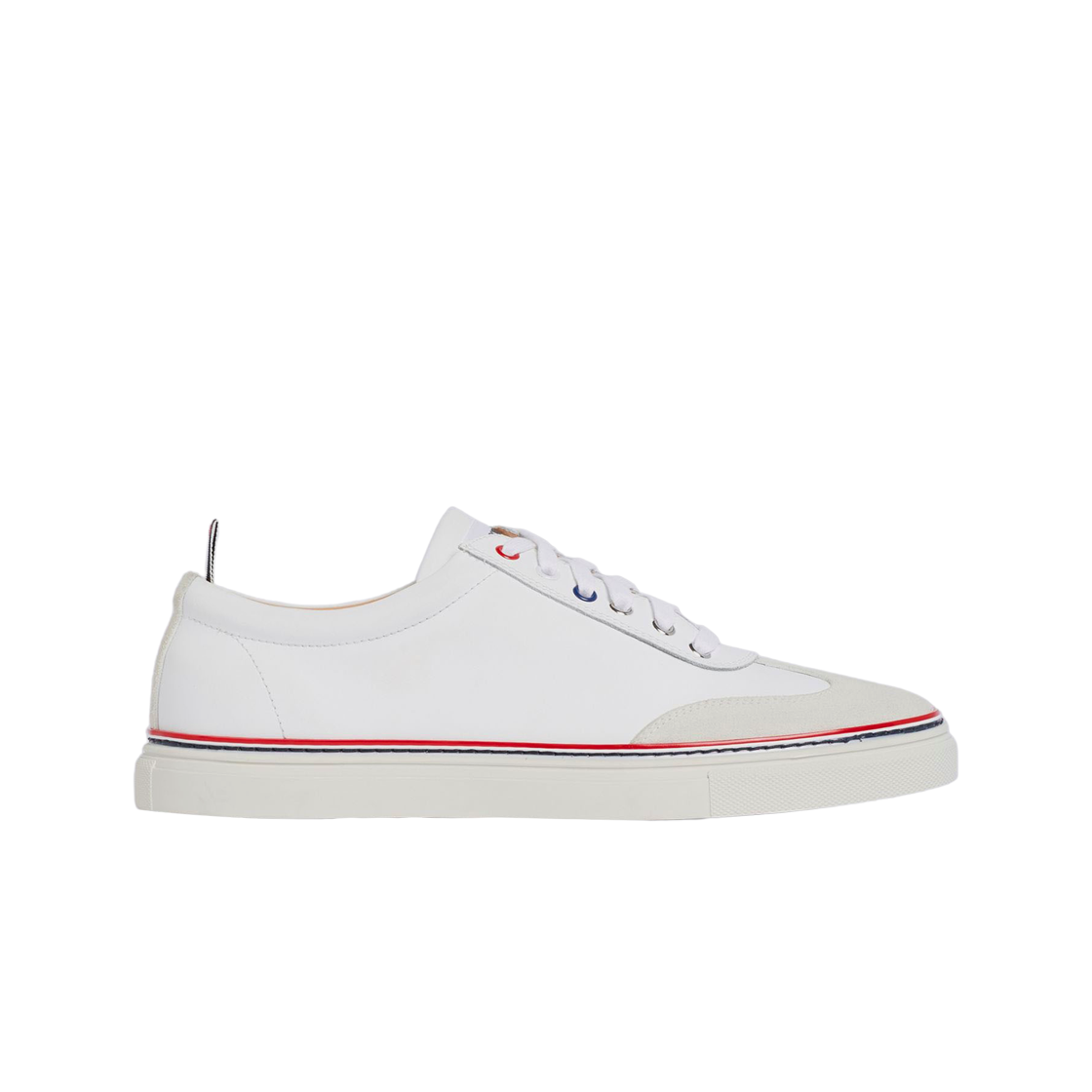 톰브라운 RWB 컵솔 러버 카프스킨 트레이너 화이트(Thom Browne RWB Cupsole Rubber Calfskin Trainer White)