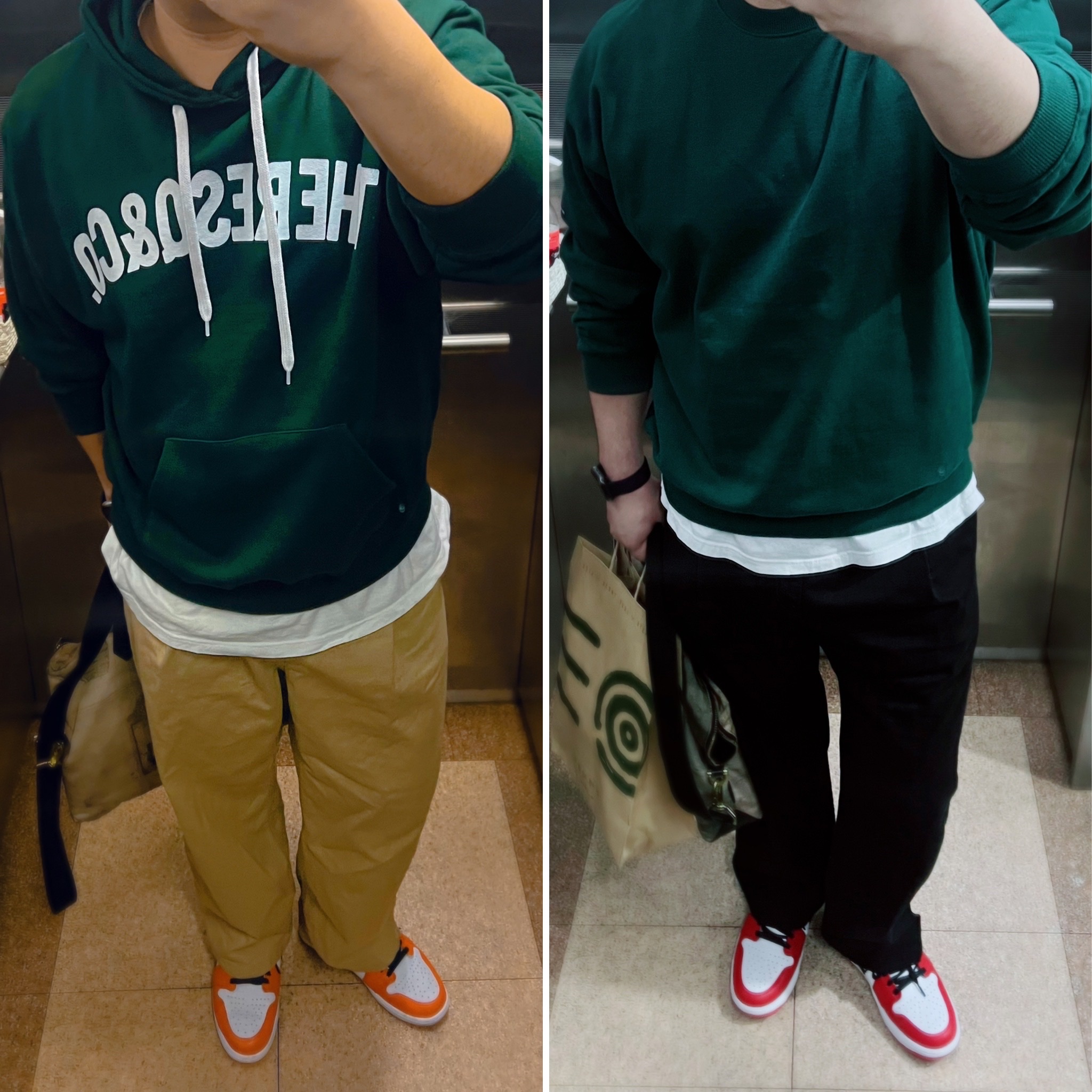 Jordan 1 Low OG Starfish, Jordan 1 Low Golf Chicago 착용 스타일 - 1