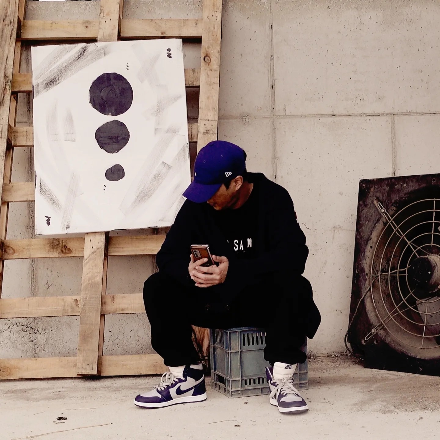 IAB Studio Sweatpants Black White - 22SS, Jordan 1 High 85 College Navy 착용 스타일 - 2