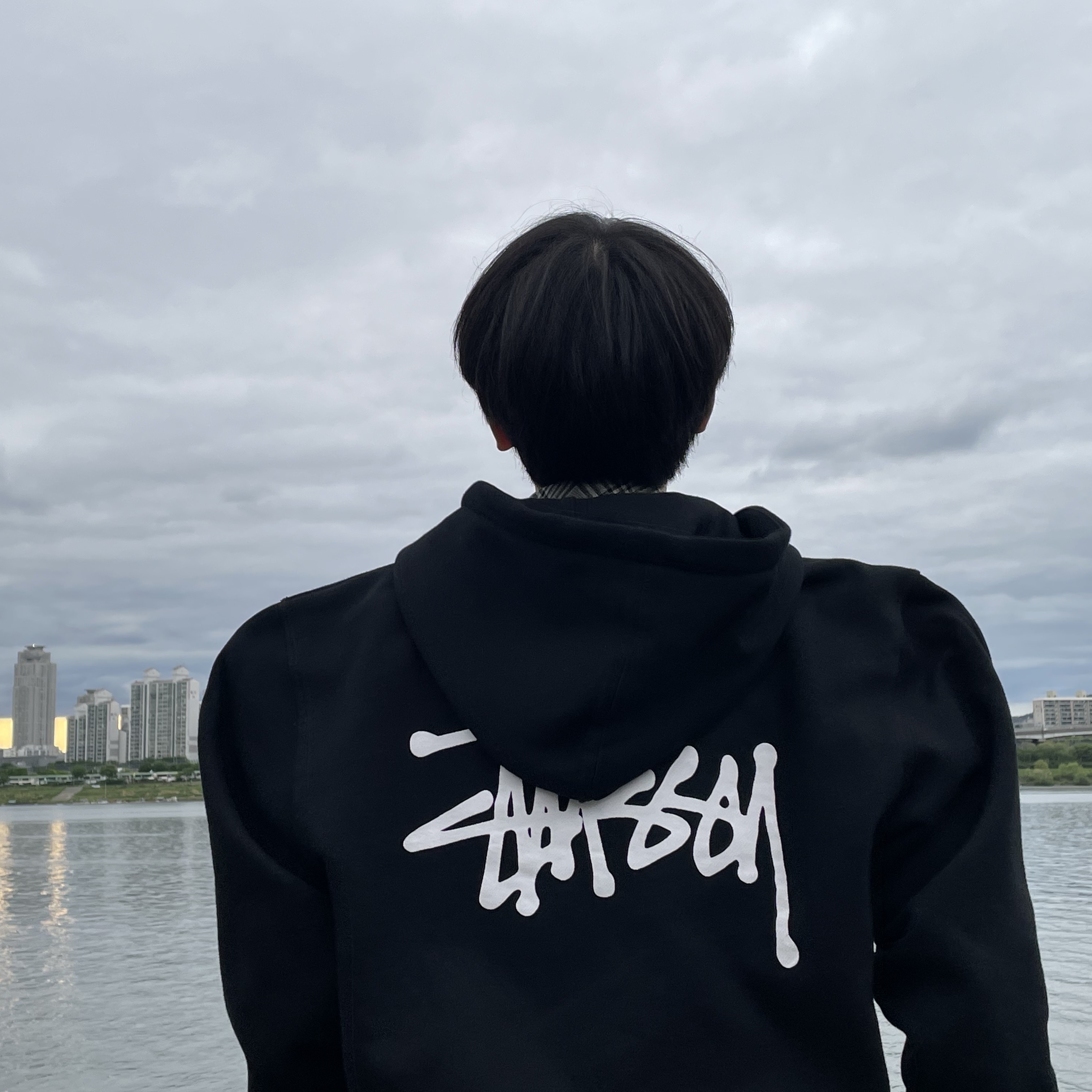 Stussy Basic Stussy Hoodie Black 2022 착용 스타일