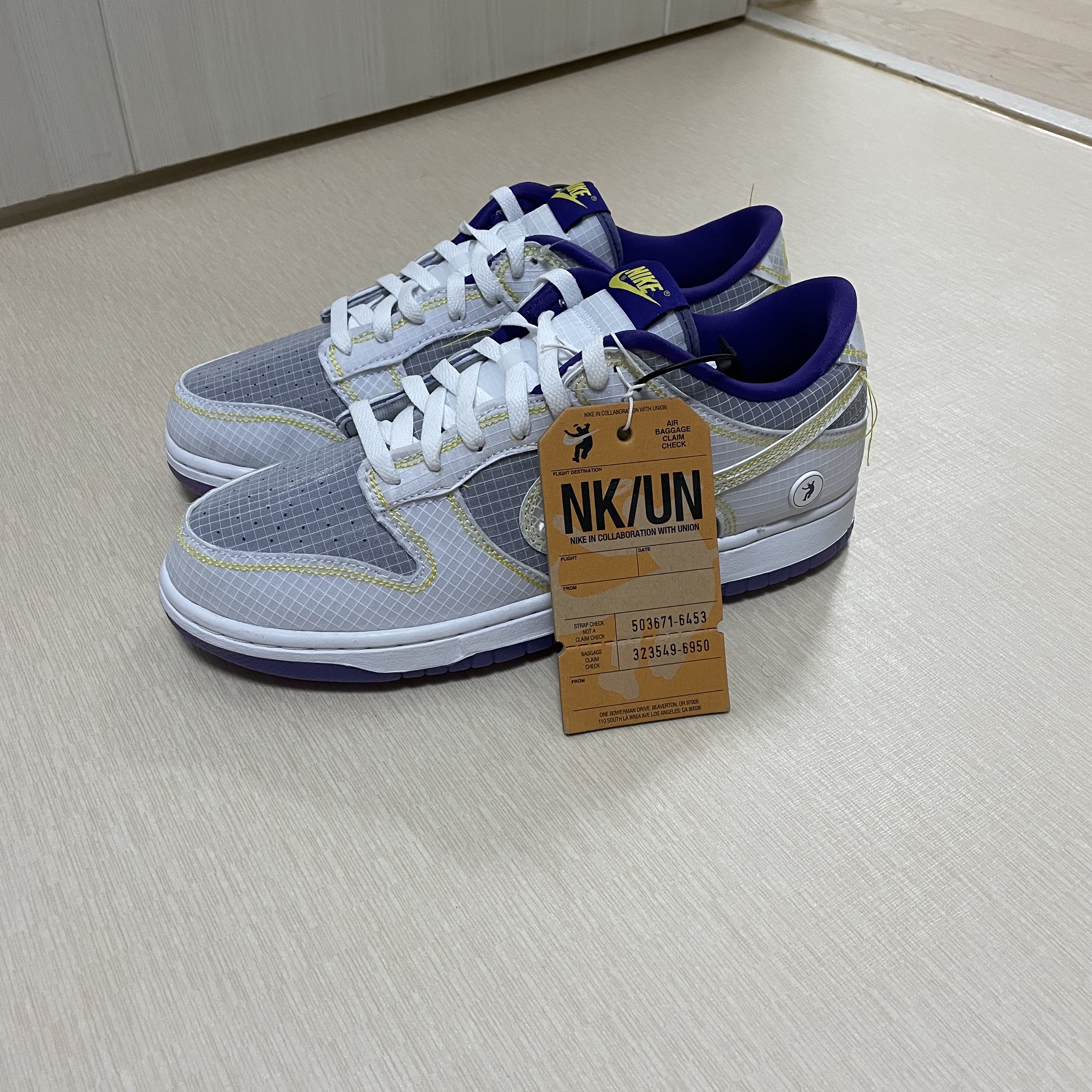 Nike x Union Dunk Low Passport Pack Court Purple White 착용 스타일 - 3