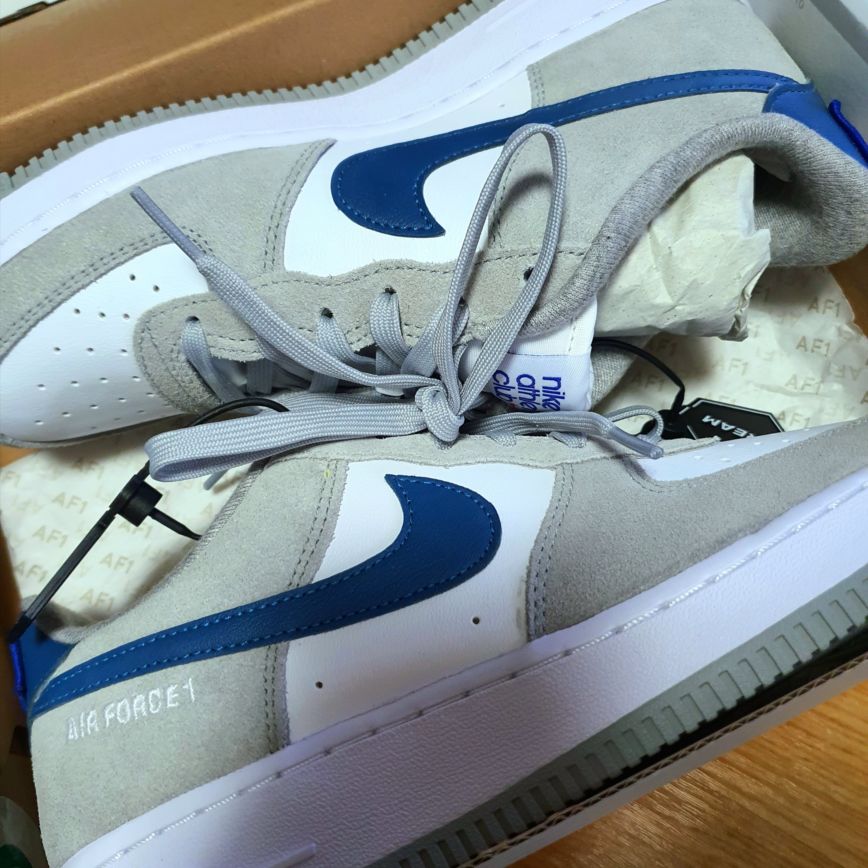 Nike Air Force 1 '07 LV8 Athletic Club Light Smoke Grey Marina, (GS) Nike Air Force 1 LV8 Athletic Club Light Smoke Grey Marina 착용 스타일