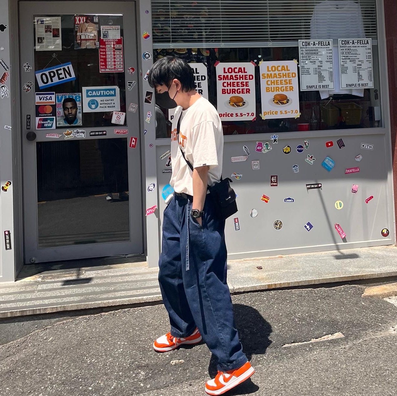Nike Dunk Low SP Syracuse 2020, Supreme Shoulder Bag Black - 19FW 착용 스타일