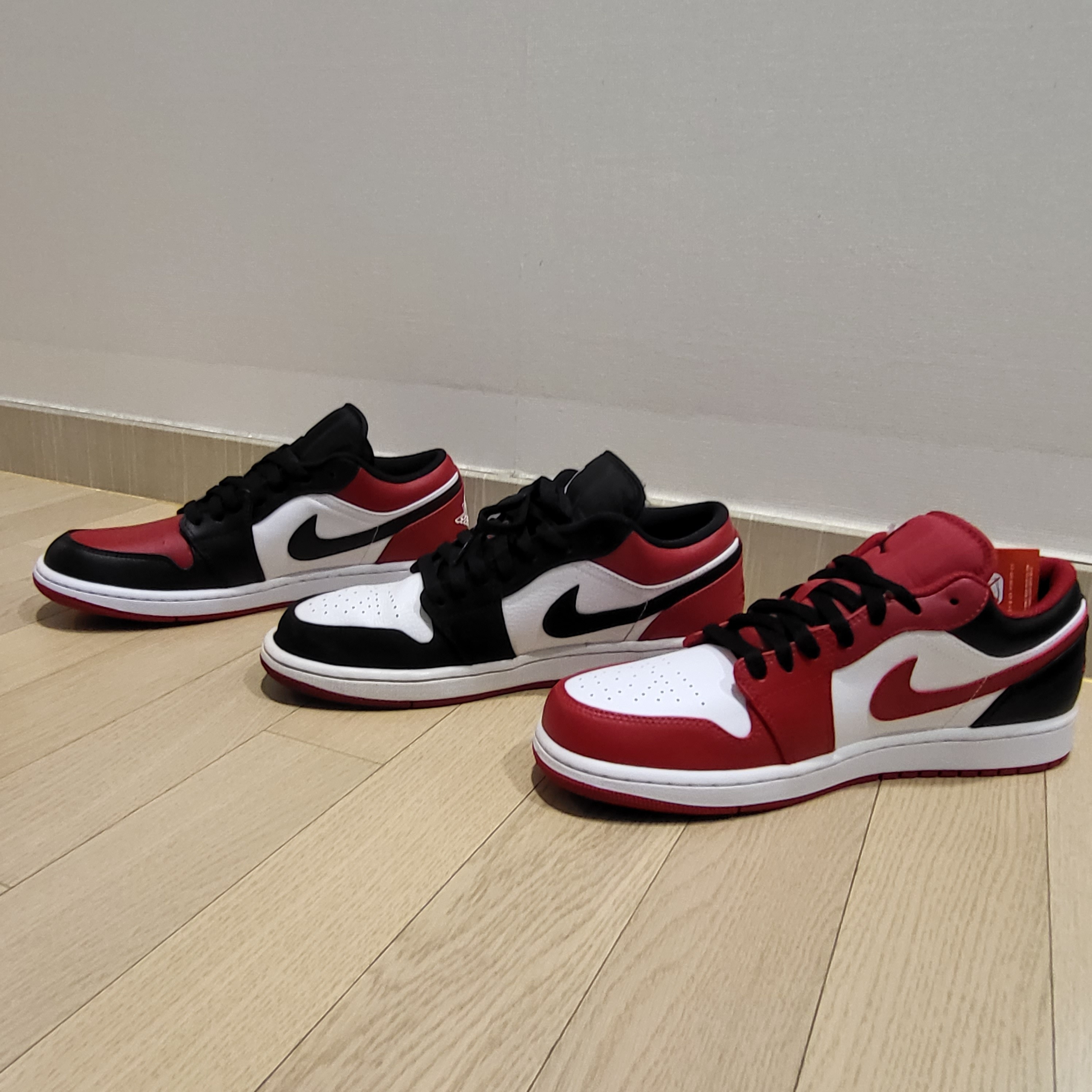 Jordan 1 Low Bred Toe, Jordan 1 Low White Gym Red Black 착용 스타일