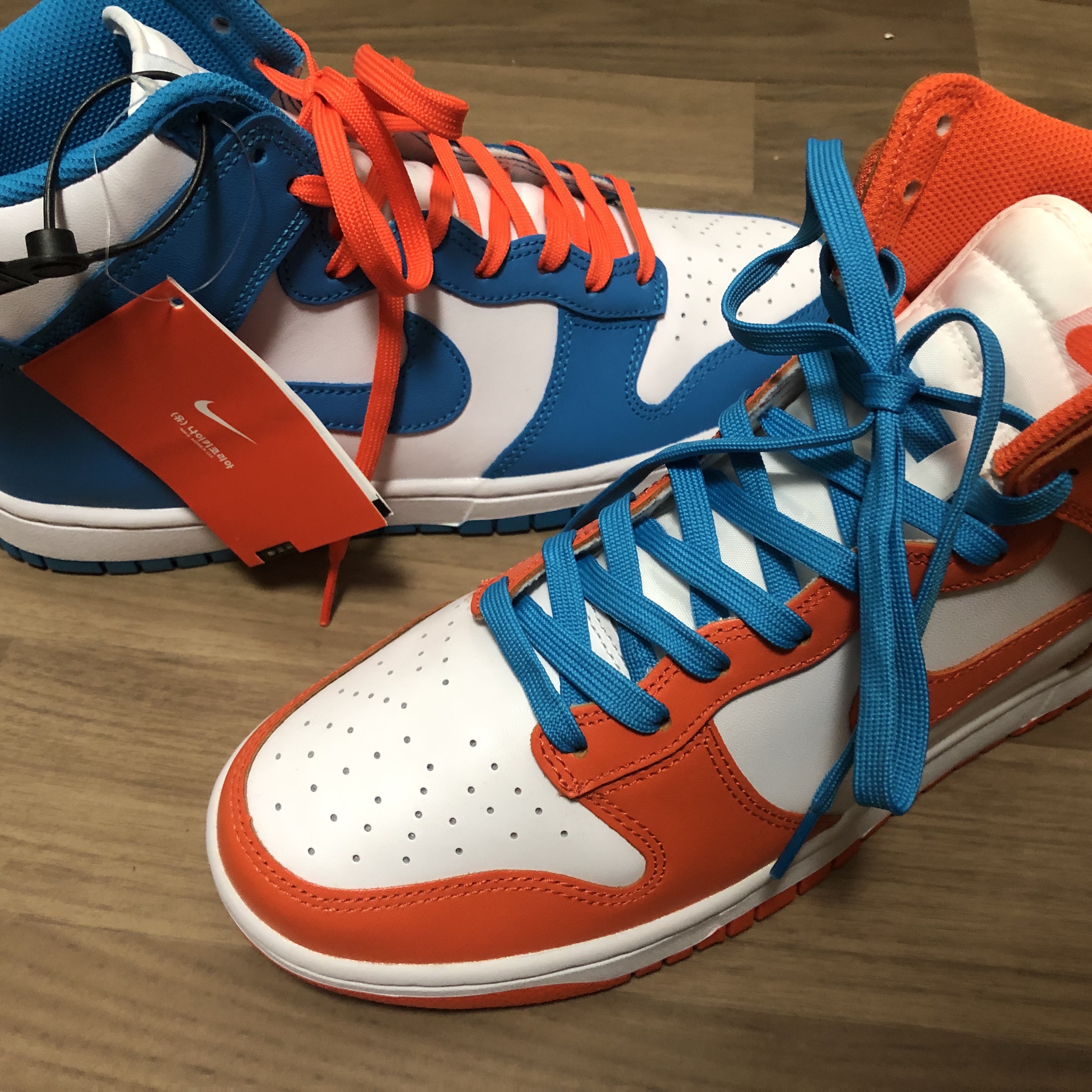 Nike Dunk High Retro Championship Blue, Nike Dunk High Retro Orange Blaze 착용 스타일 - 4
