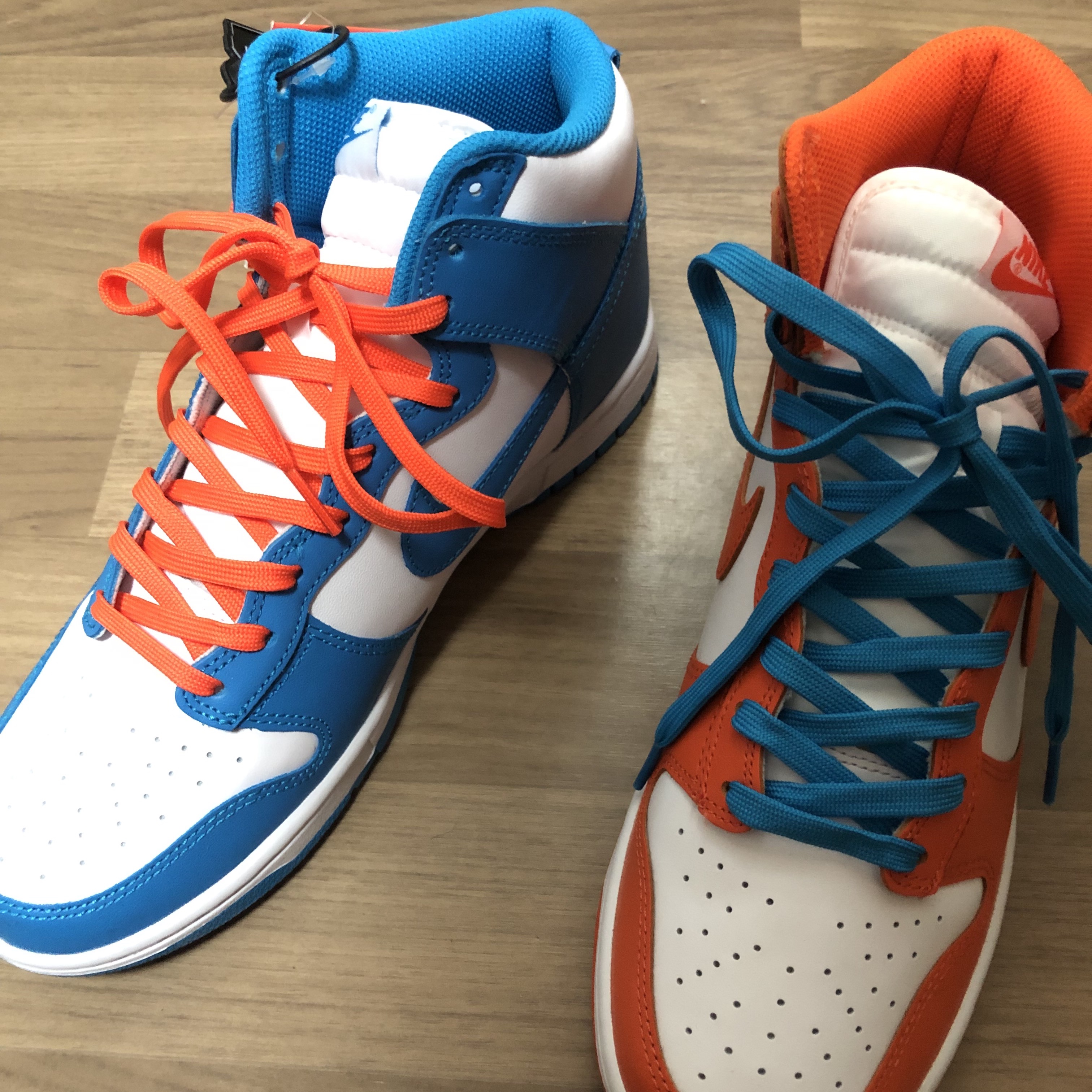 Nike Dunk High Retro Championship Blue, Nike Dunk High Retro Orange Blaze 착용 스타일 - 5