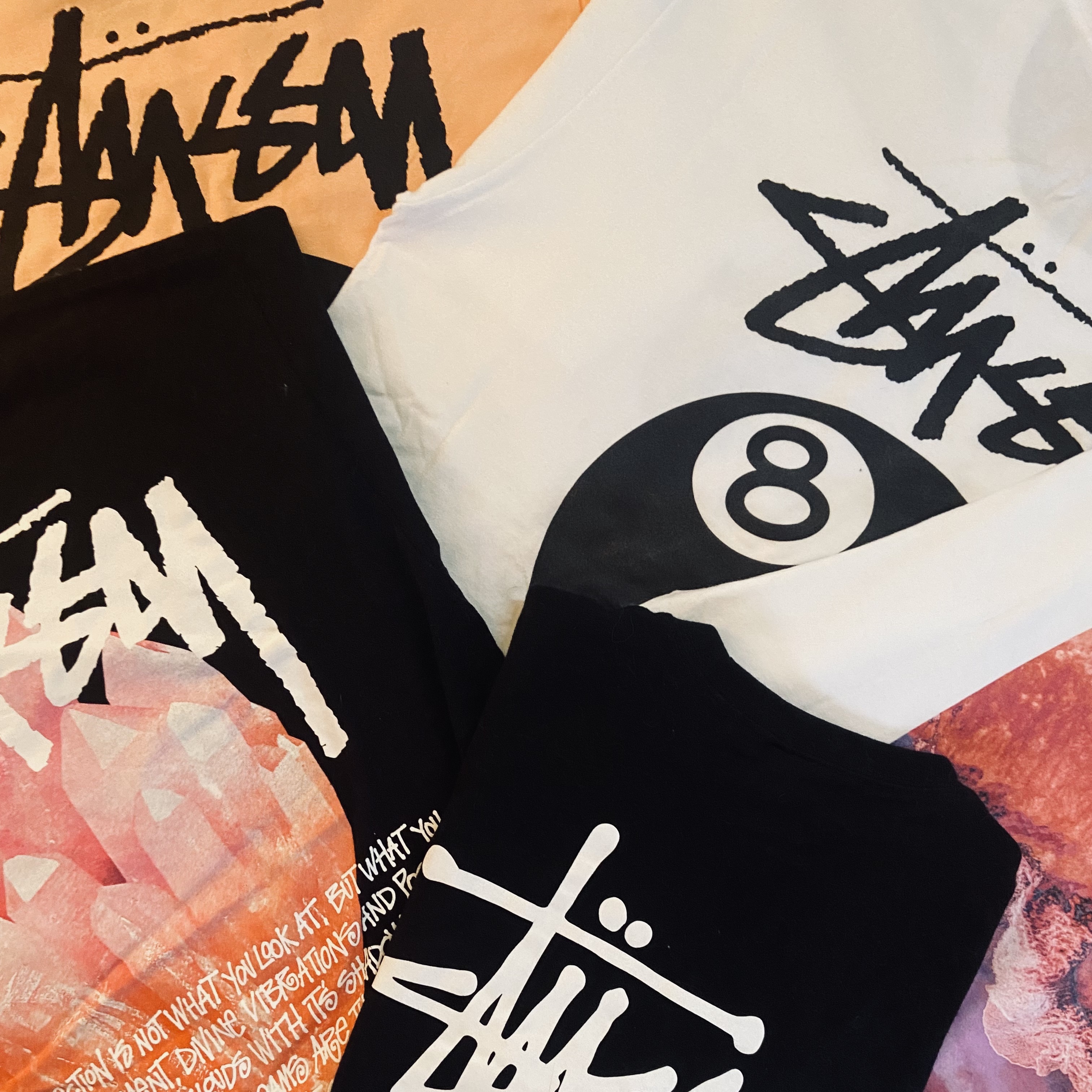 Stussy Ocean Dream T-Shirt White, Stussy 8 Ball T-Shirt White - 22SS 착용 스타일