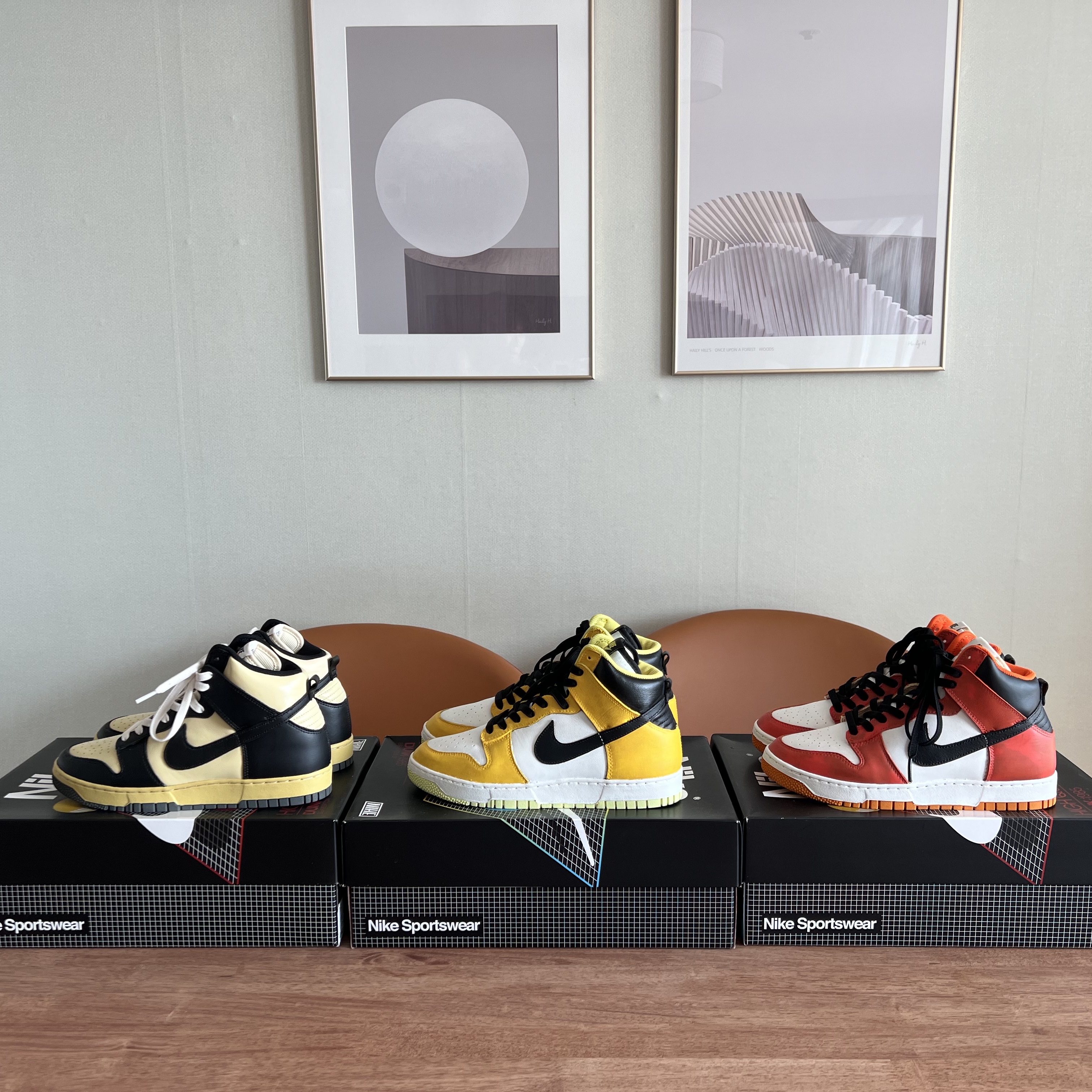 Nike Dunk High 1985 SP Black Acid Wash, Nike Dunk High 1985 SP Yellow Acid Wash 착용 스타일 - 2