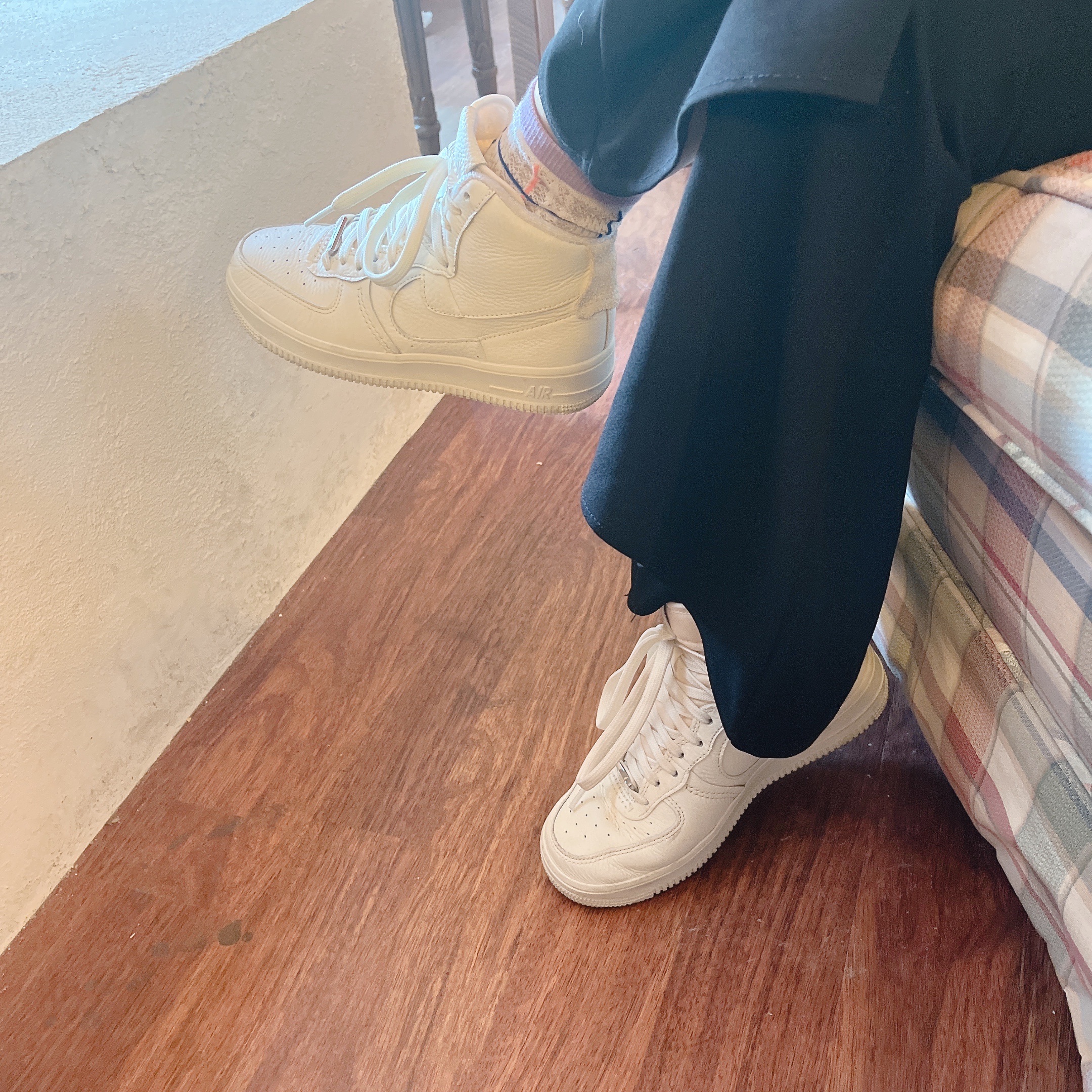 (W) Nike Air Force 1 High Sculpt Sail 착용 스타일 - 4