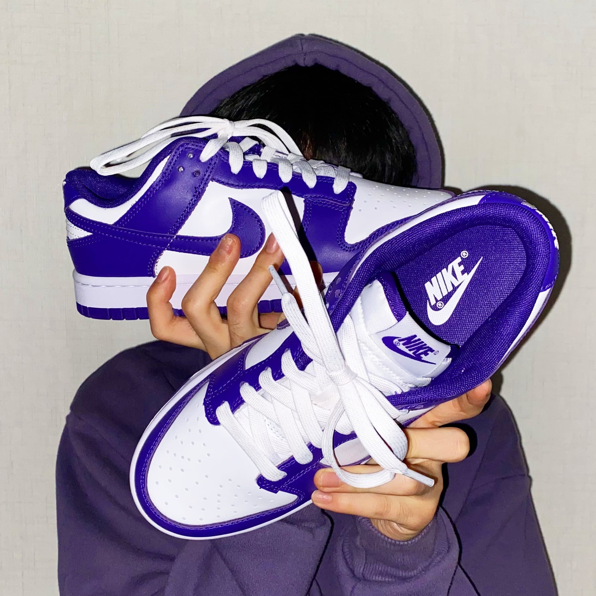Nike Dunk Low Retro Championship Court Purple 착용 스타일
