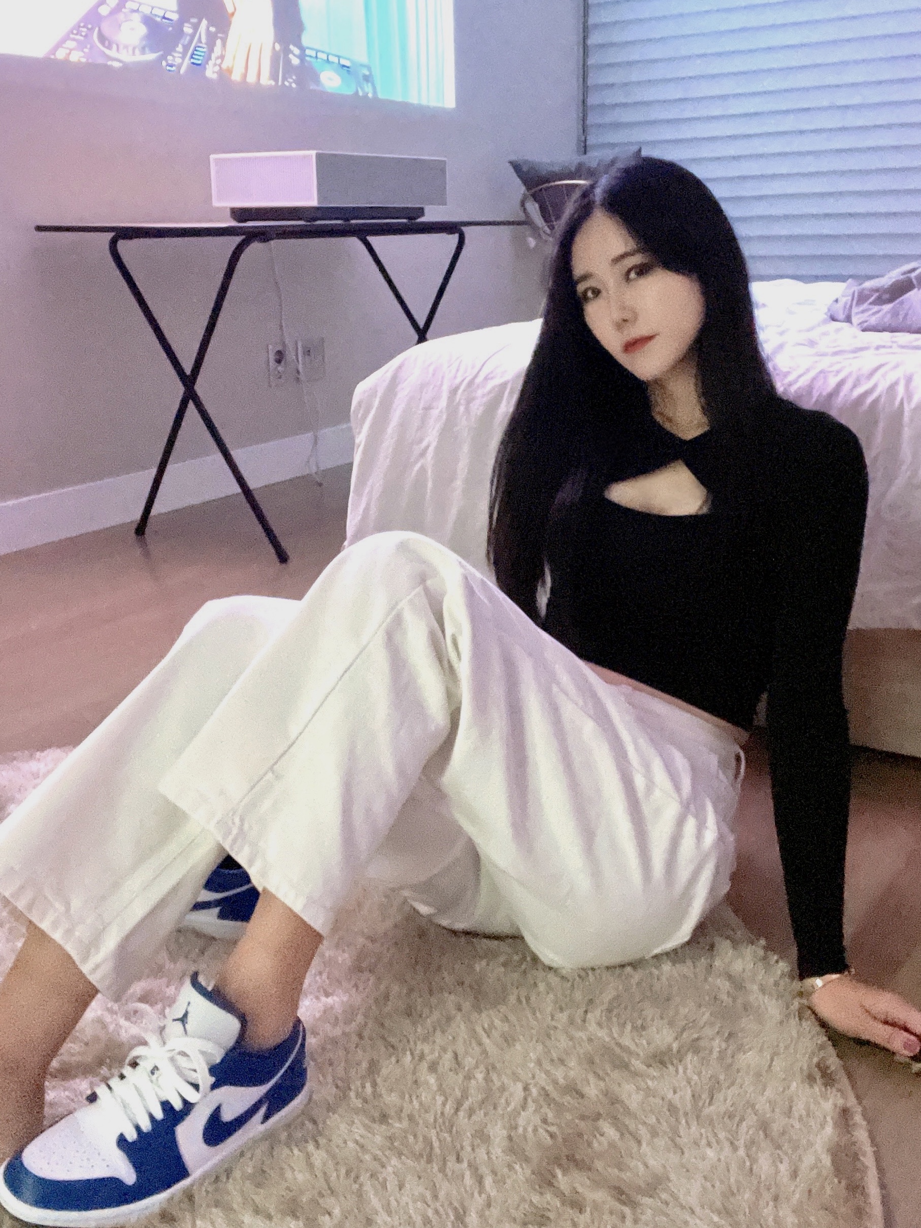 (W) Jordan 1 Low White Dark Marina Blue 착용 스타일