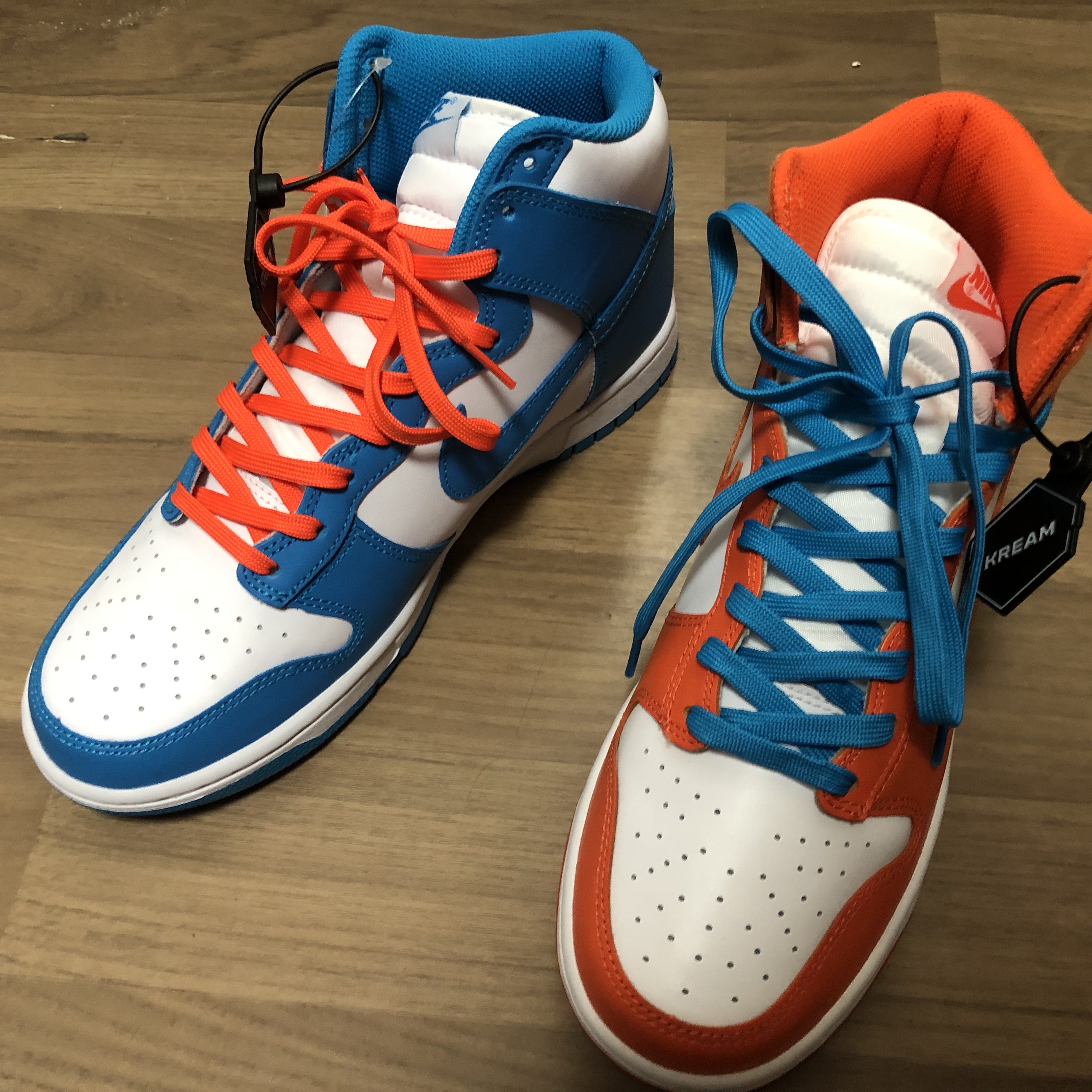 Nike Dunk High Retro Championship Blue, Nike Dunk High Retro Orange Blaze 착용 스타일 - 2