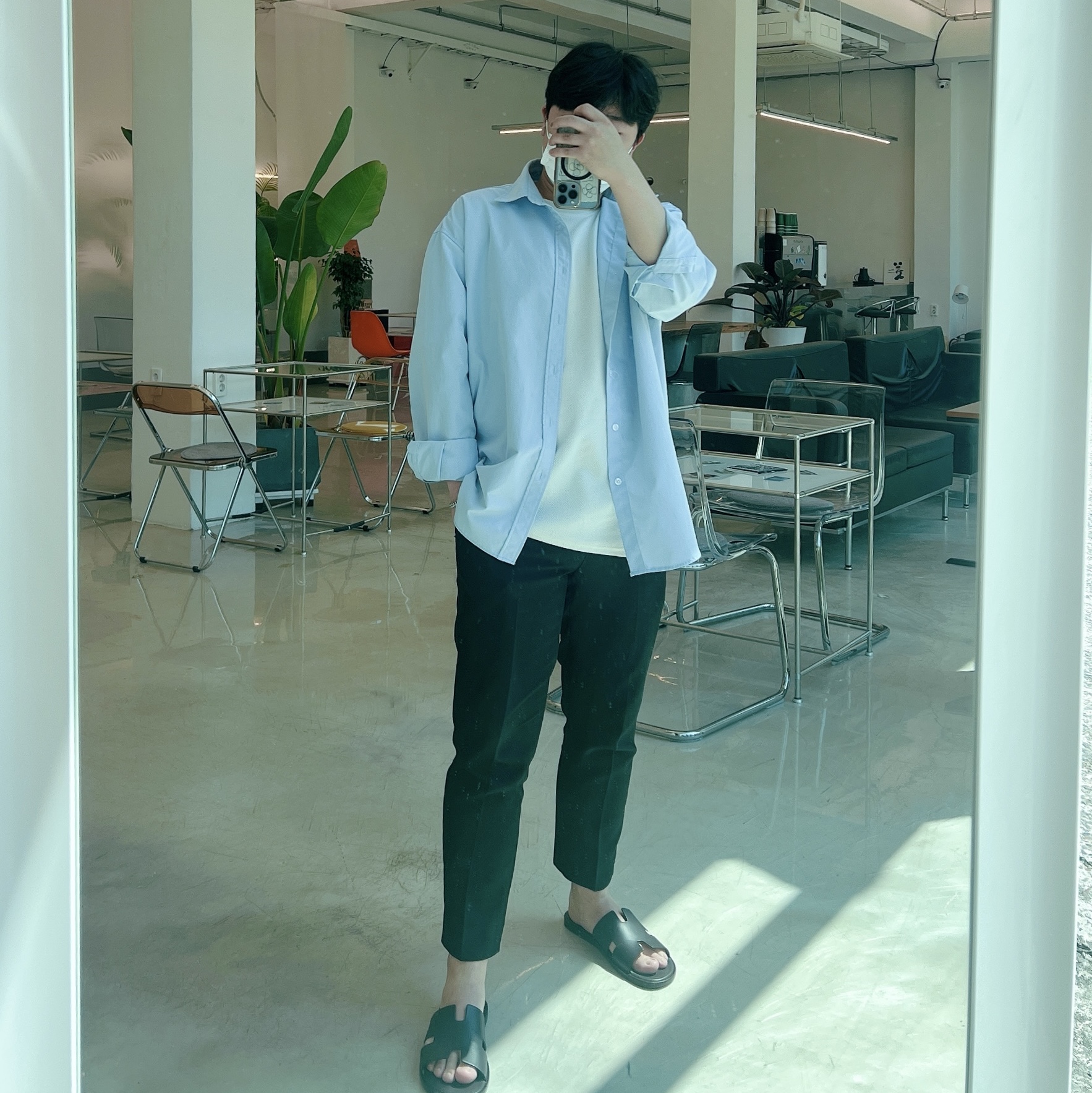 Hermes Izmir Sandal Calfskin & Noir 착용 스타일