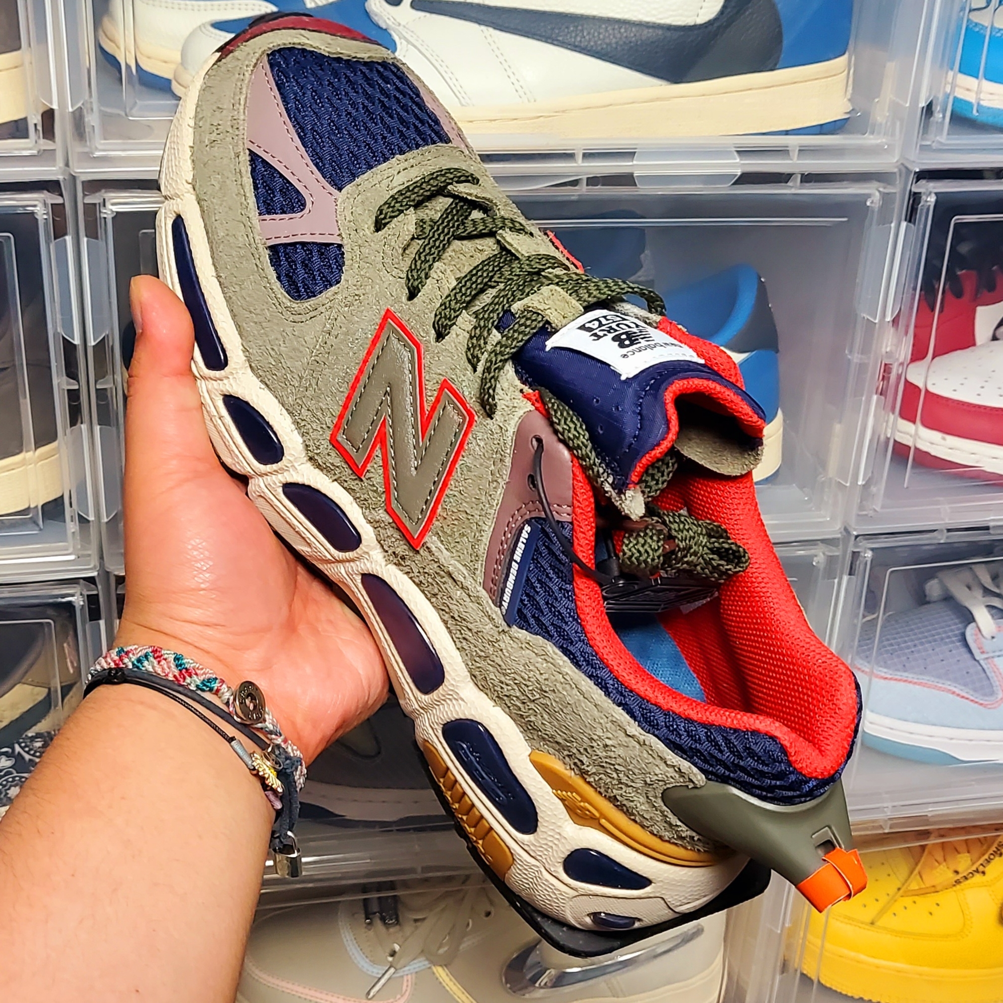 New Balance x Salehe Bembury 574 Yurt Team Forest Green 착용 스타일 - 3