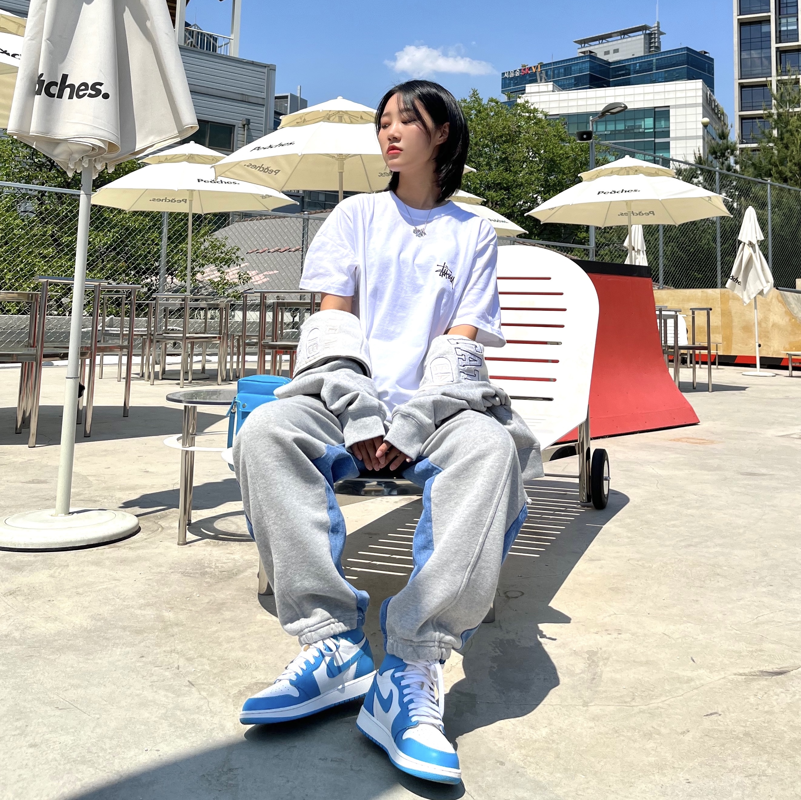Jordan 1 Retro UNC, (GS) Jordan 1 Retro UNC 착용 스타일 - 2