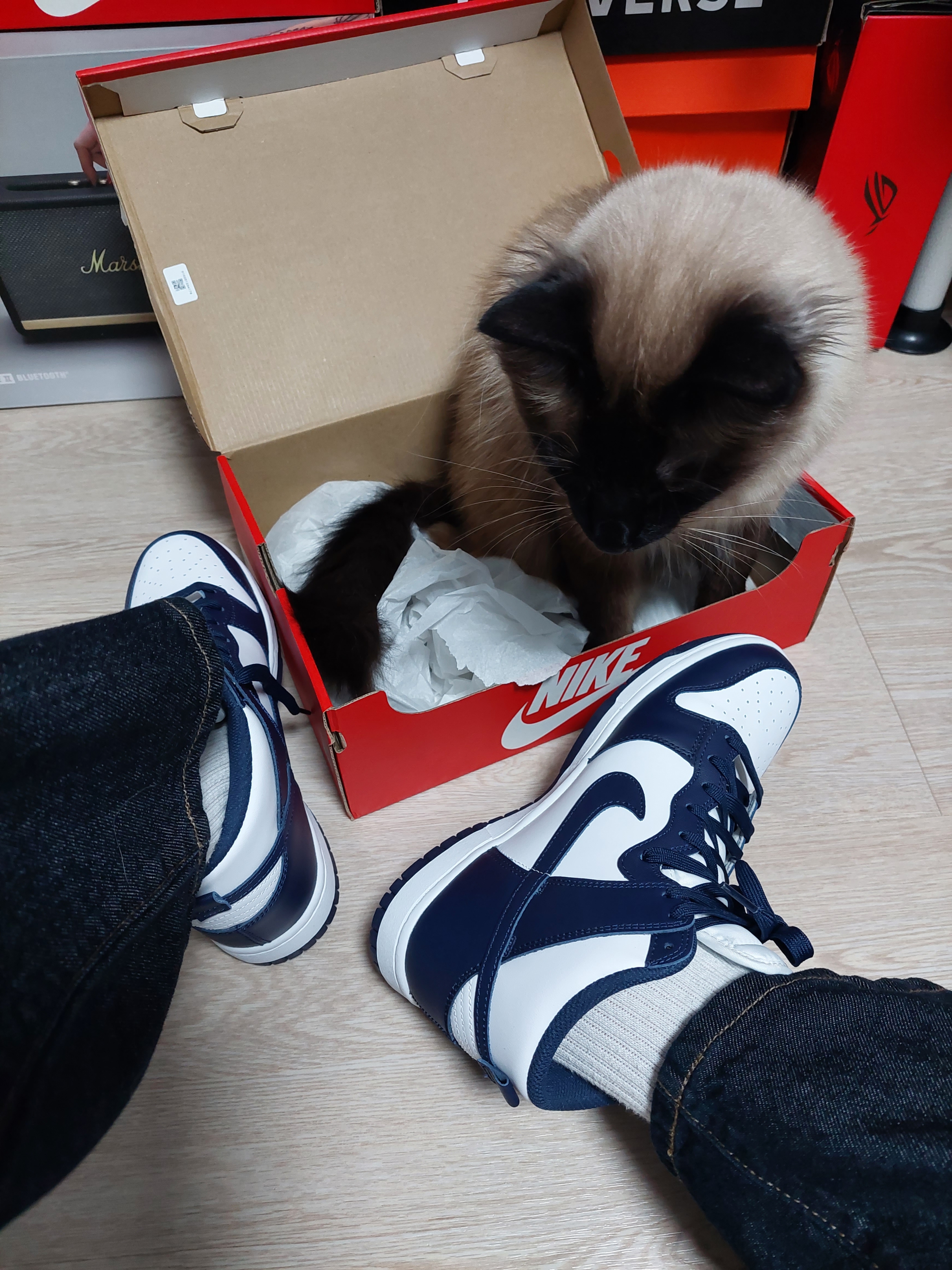 Nike Dunk High Retro Championship Navy 착용 스타일
