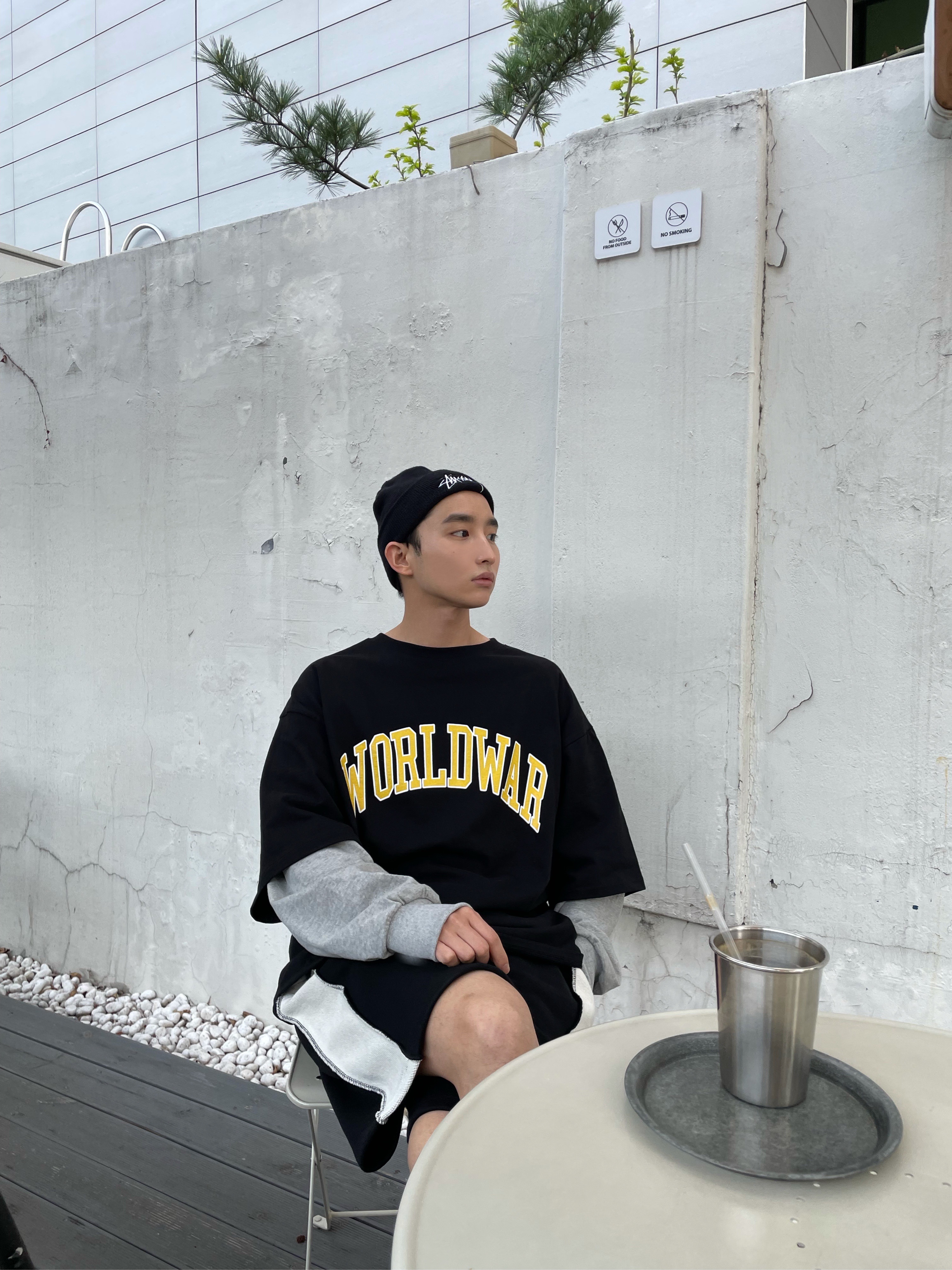 Stussy Stock Cuff Beanie Black, Jordan 1 Mid SE ASW Black 착용 스타일 - 1
