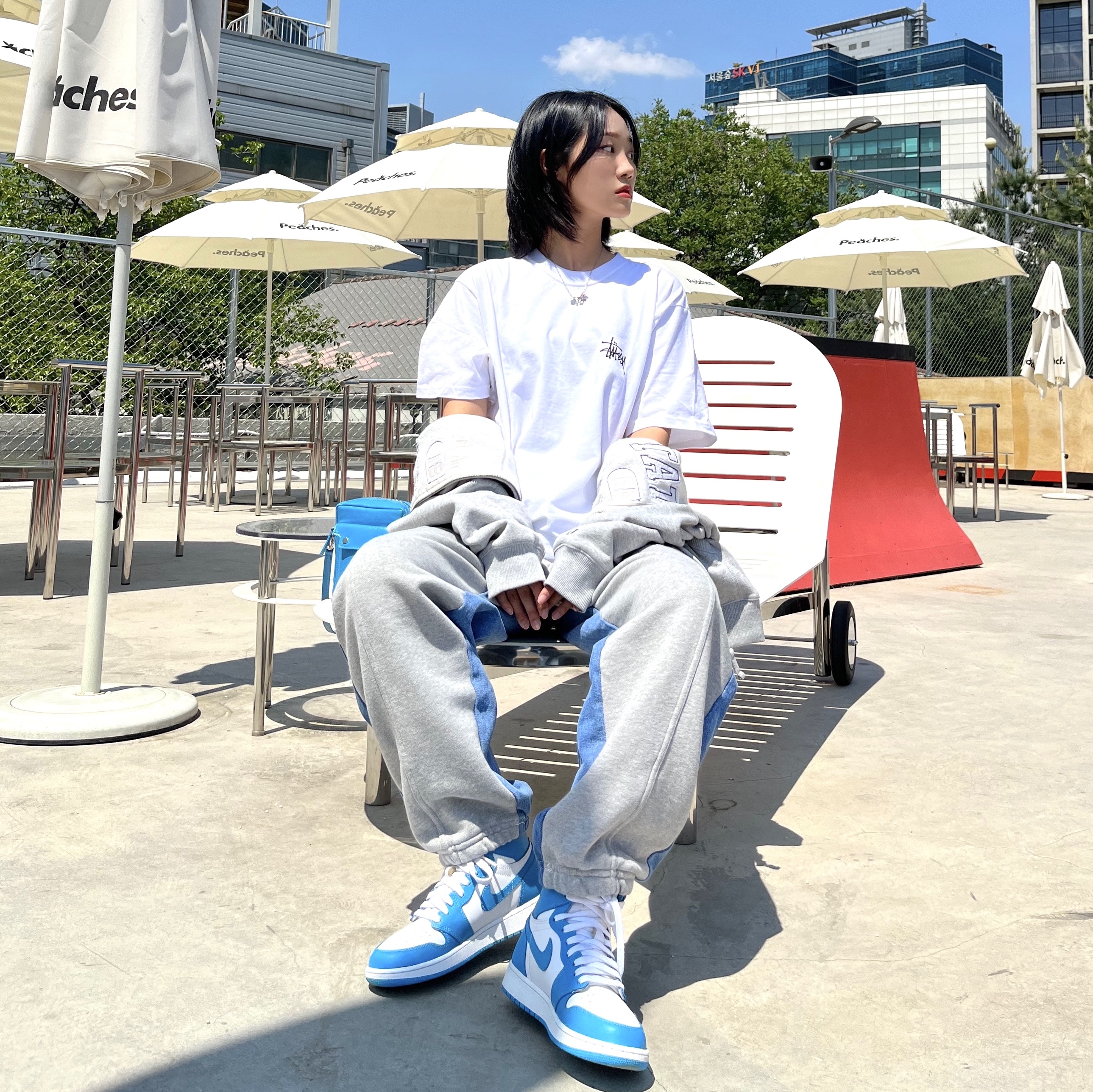 Jordan 1 Retro UNC, (GS) Jordan 1 Retro UNC 착용 스타일 - 1
