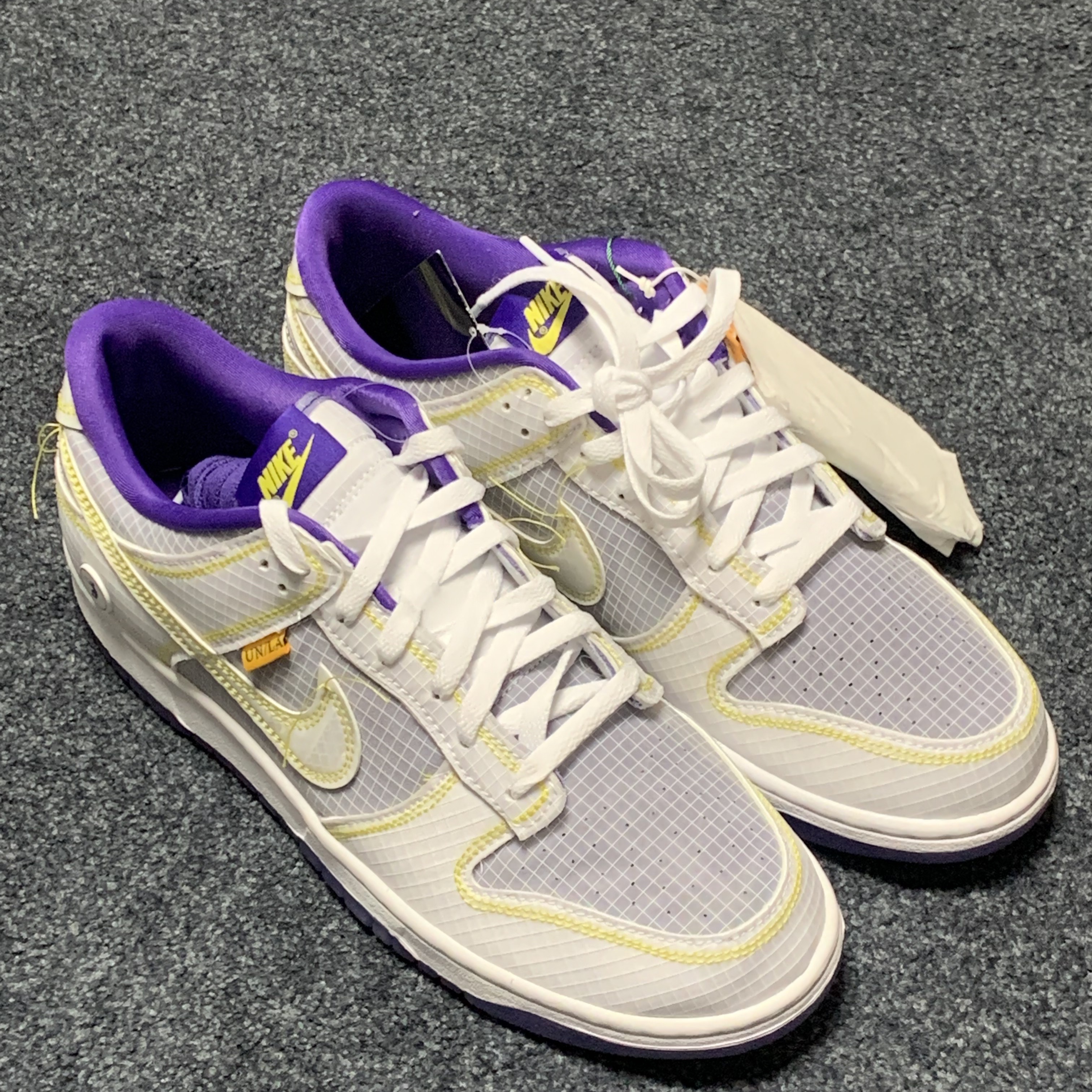 Nike x Union Dunk Low Passport Pack Pistachio, Nike x Union Dunk Low Passport Pack Court Purple White 착용 스타일 - 1