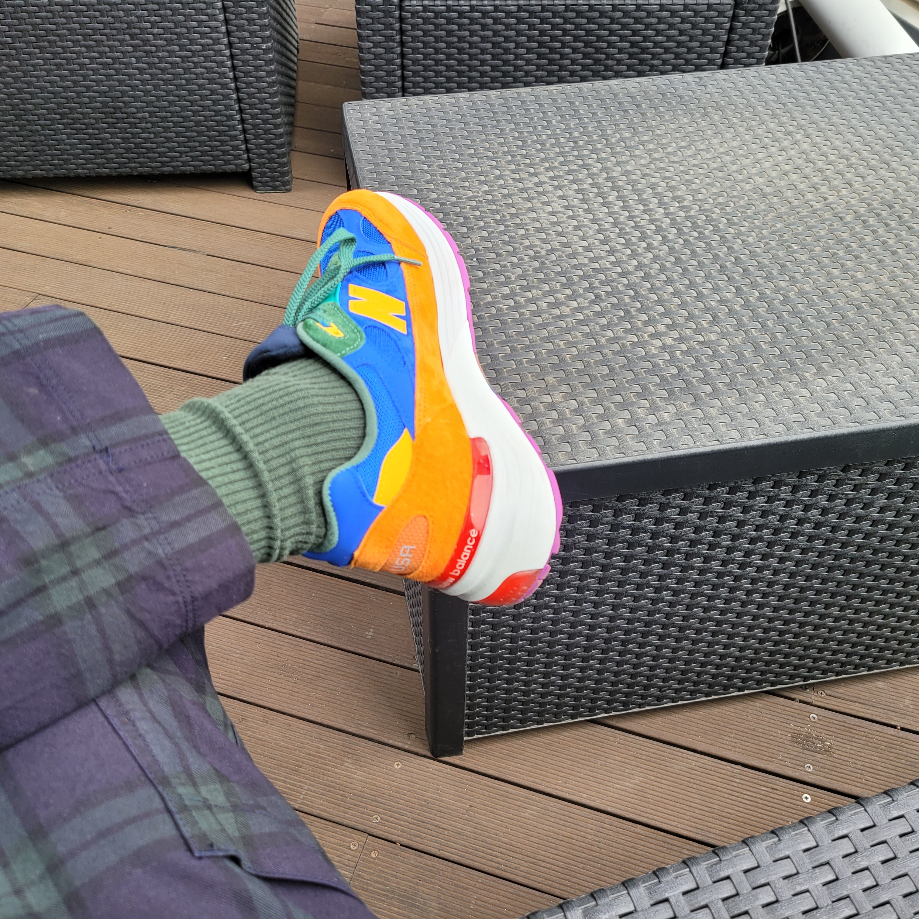 New Balance 992 Made in USA Multi-Color 착용 스타일 - 1
