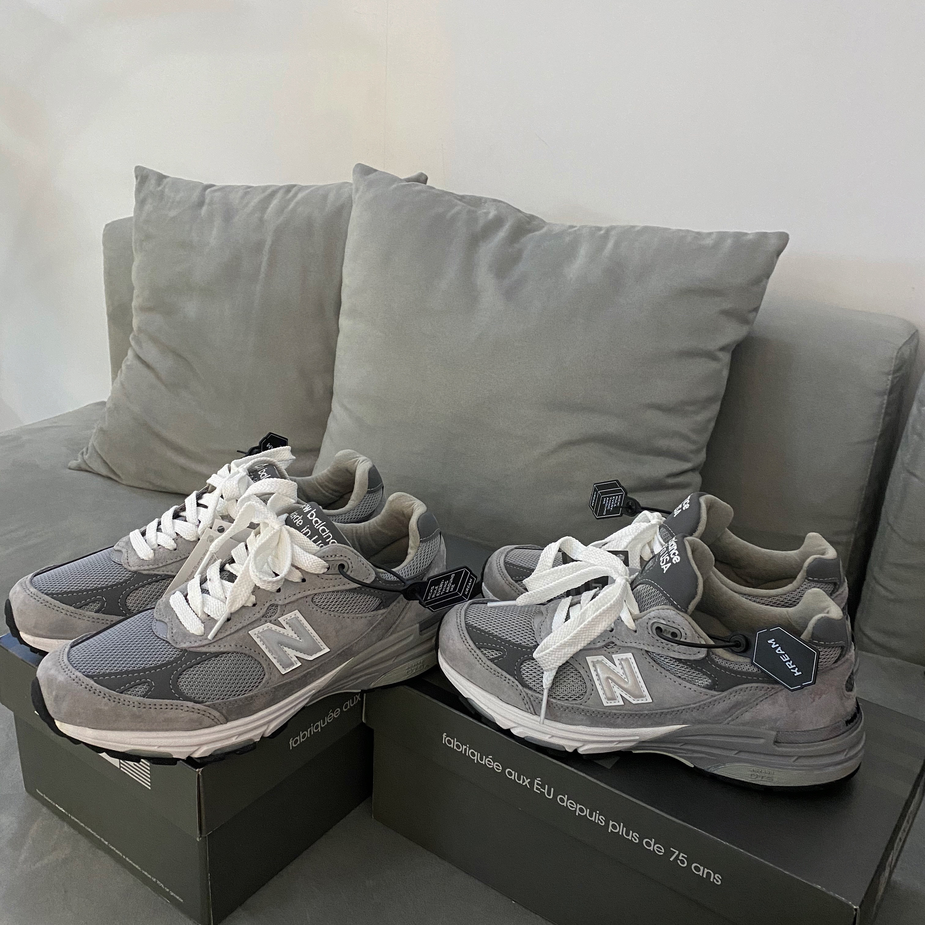 (W) New Balance 993 Made in USA Grey - D Wide, New Balance 993 Made in USA Grey - D Standard 착용 스타일