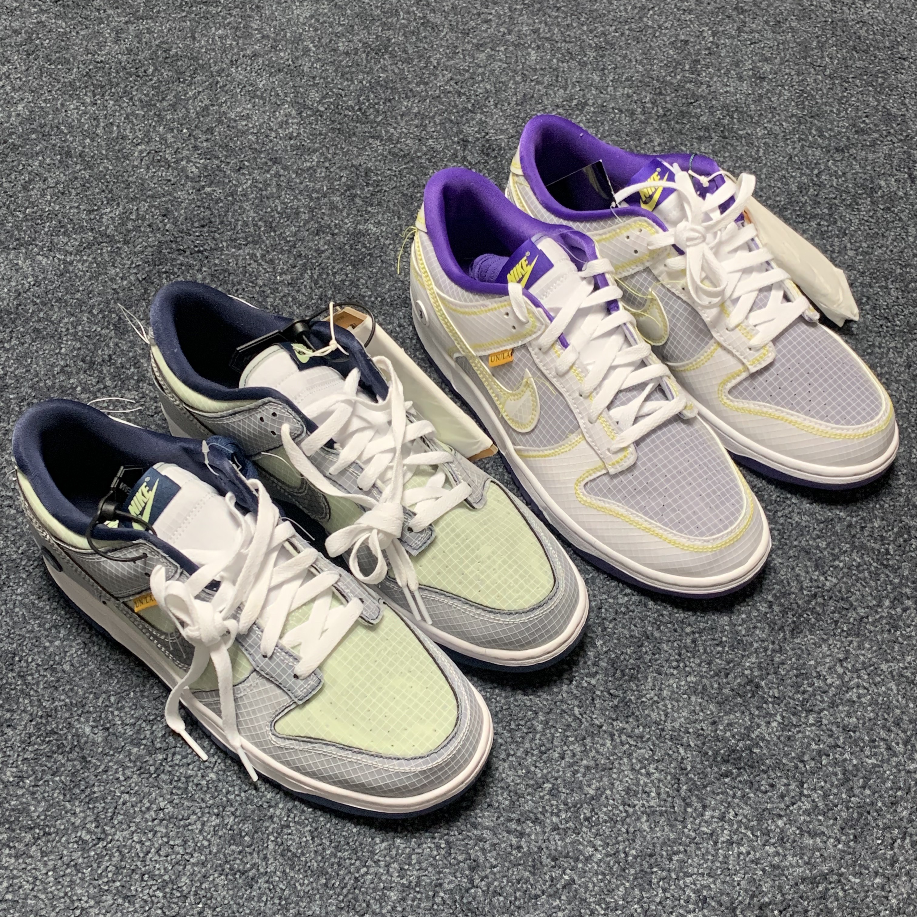 Nike x Union Dunk Low Passport Pack Pistachio, Nike x Union Dunk Low Passport Pack Court Purple White 착용 스타일 - 3