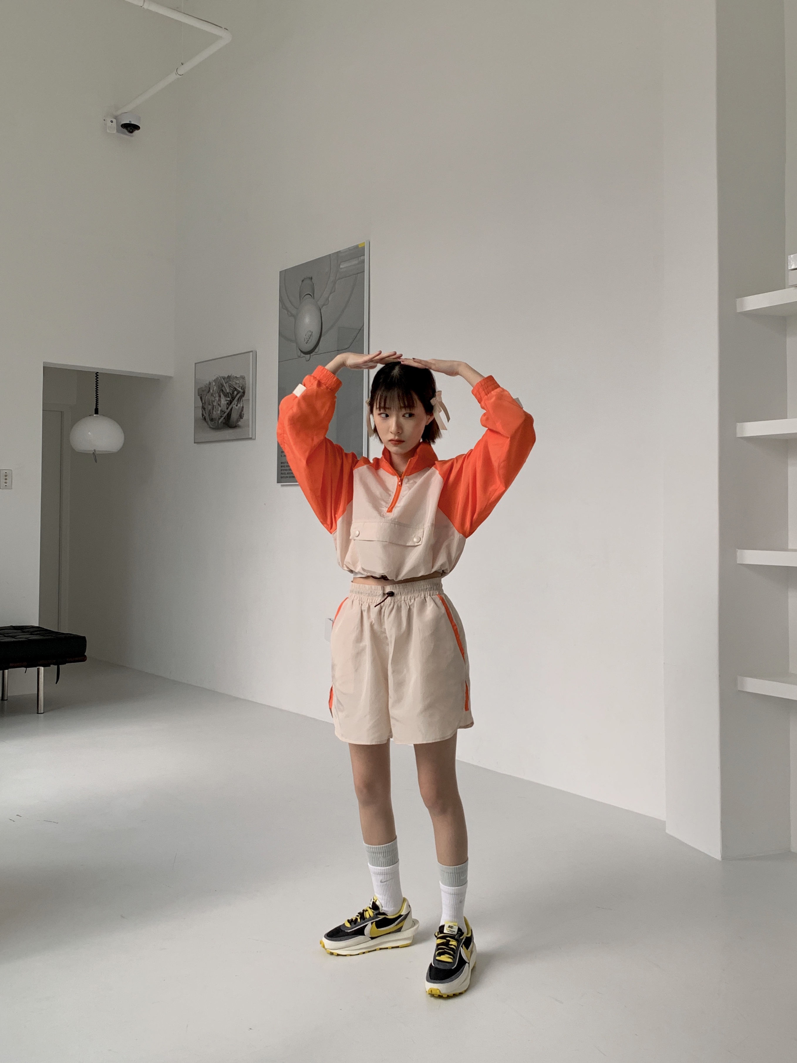 Nike x Sacai x Undercover LDWaffle Black Bright Citron, Nike x Sacai x Undercover LDWaffle Midnight Spruce University Red 착용 스타일 - 2