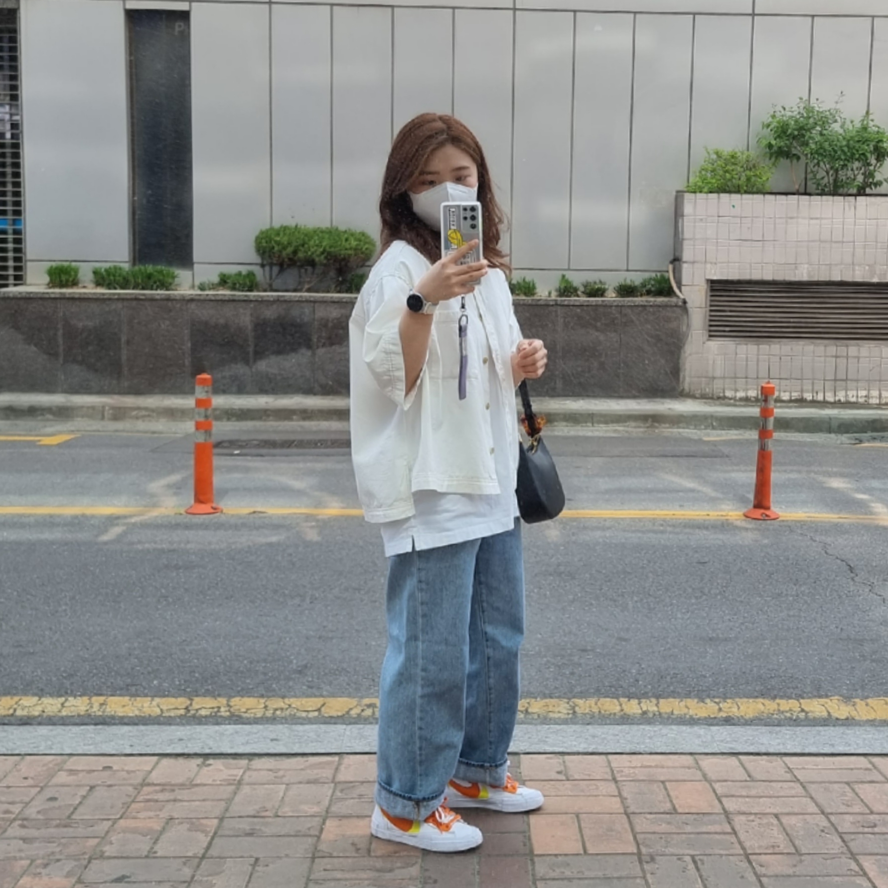Nike x Sacai Blazer Low Magma Orange 착용 스타일