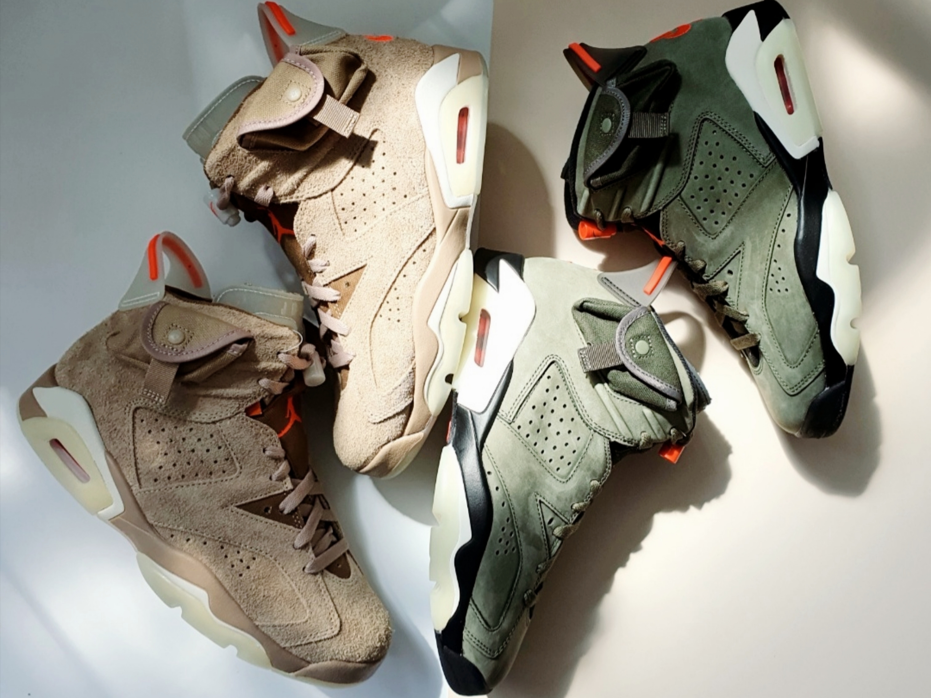 Jordan 6 x Travis Scott Retro Olive, Jordan 6 x Travis Scott Retro SP British Khaki 착용 스타일