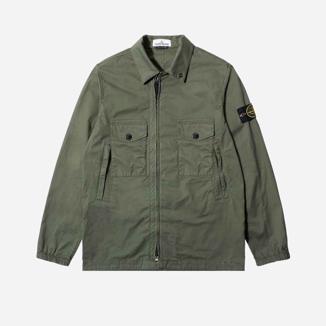 Stone Island 10610 Stretch Cotton Gabardine Overshirt Olive - 21FW 상세 이미지 1