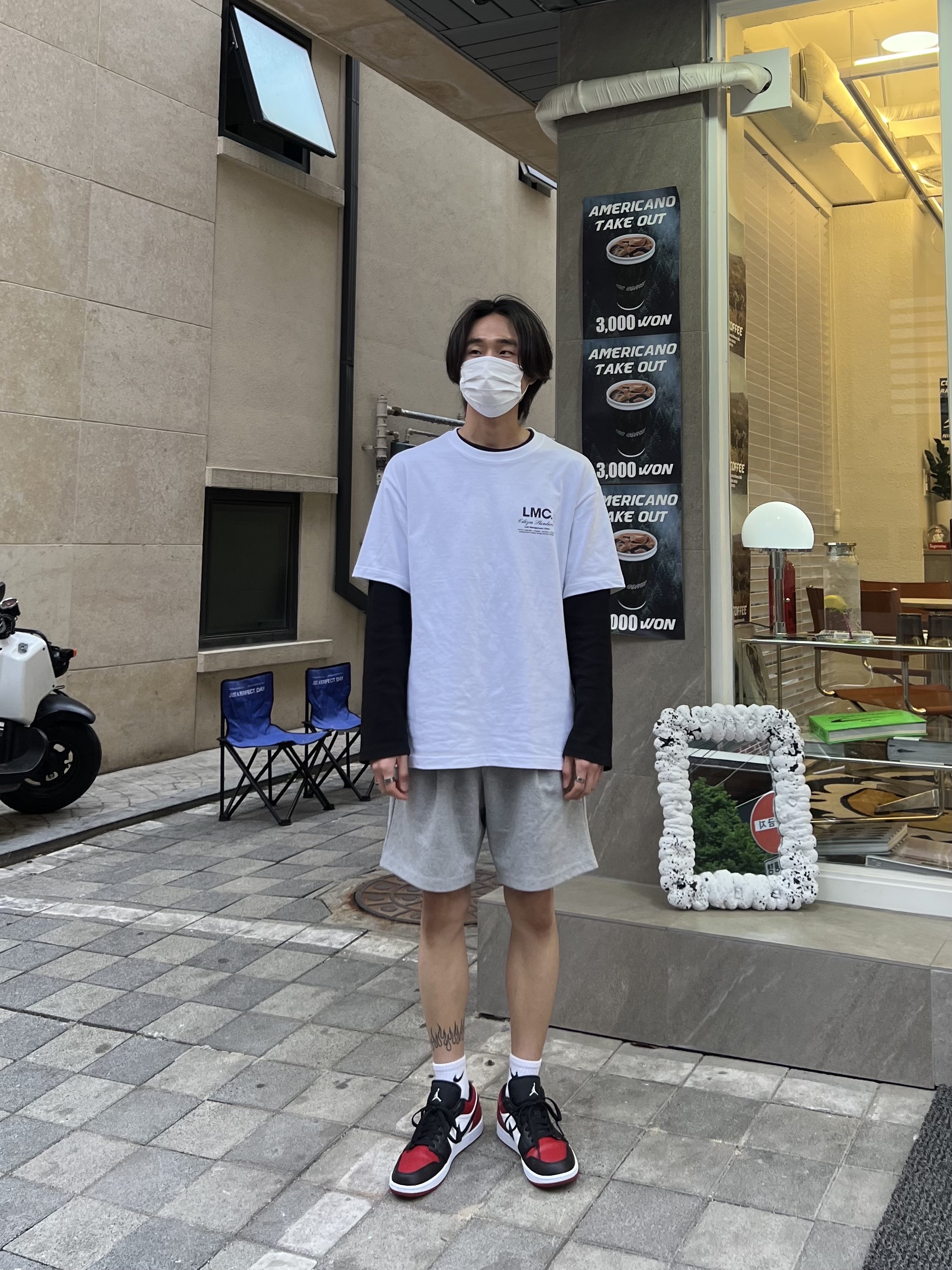 Jordan 1 Low Bred Toe 착용 스타일 - 1