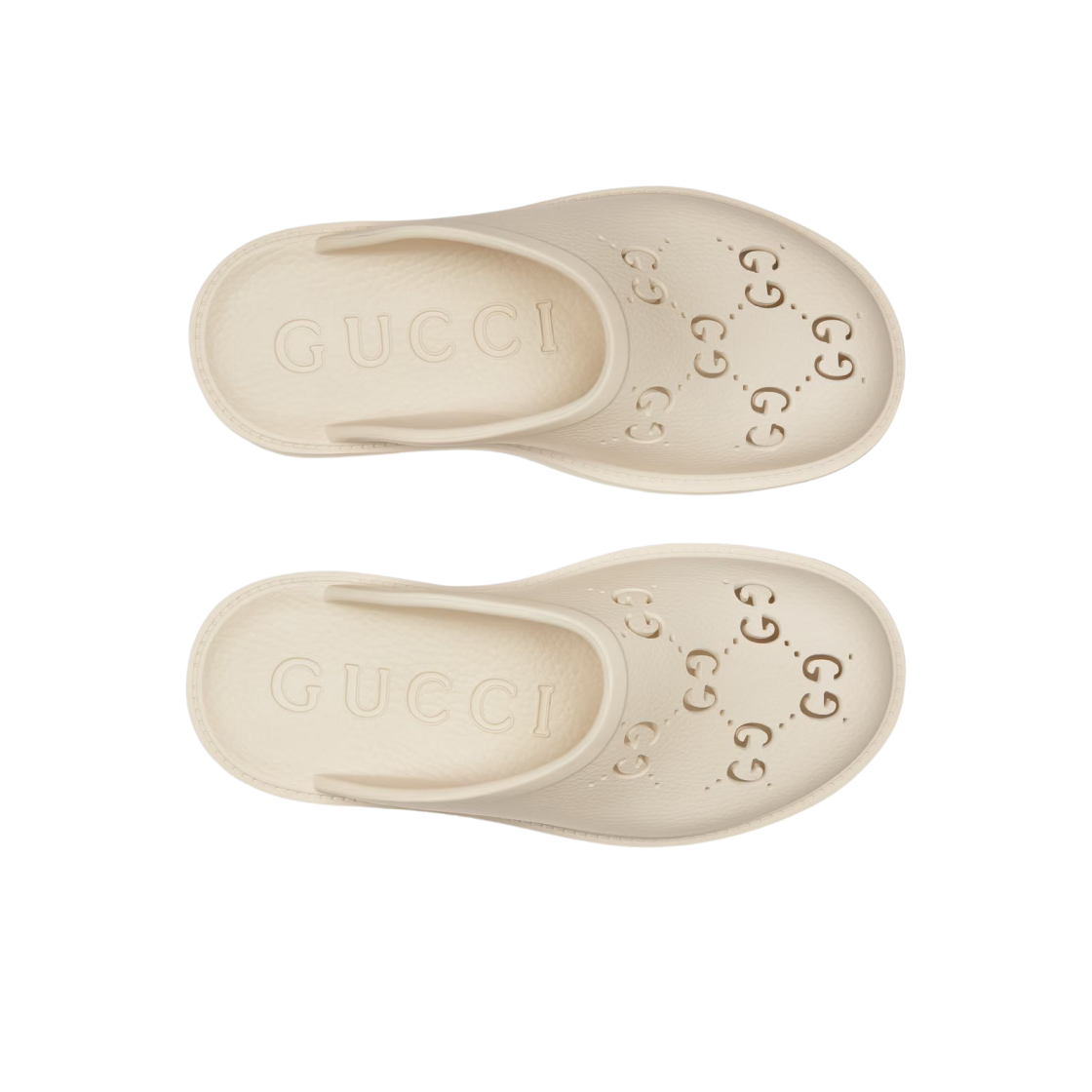 (W) 구찌 플랫폼 퍼포레이티드 G 샌들 화이트((W) Gucci Rubber Platform Perforated G Sandal White) - 2