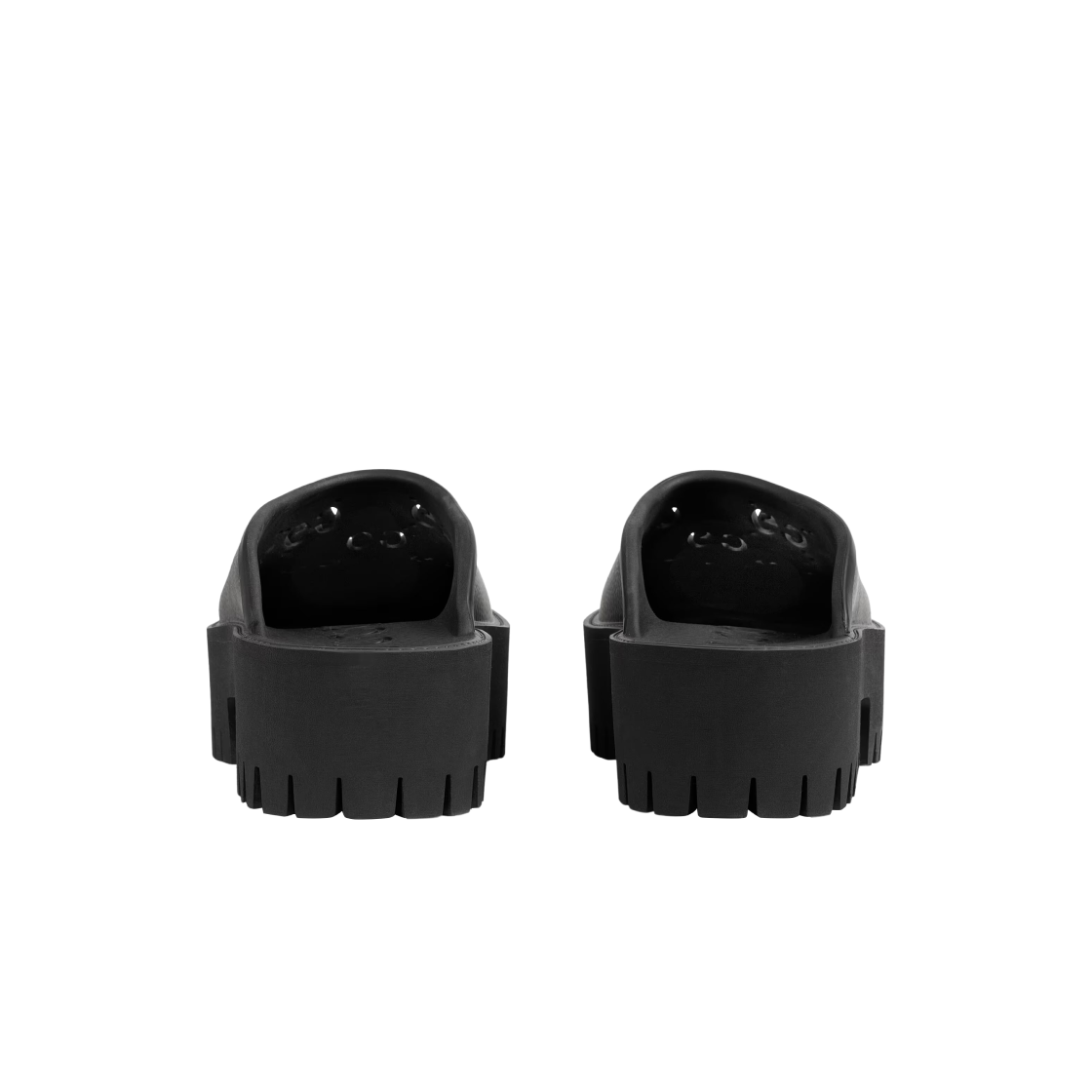 (W) 구찌 플랫폼 퍼포레이티드 G 샌들 블랙((W) Gucci Rubber Platform Perforated G Sandal Black) - 3