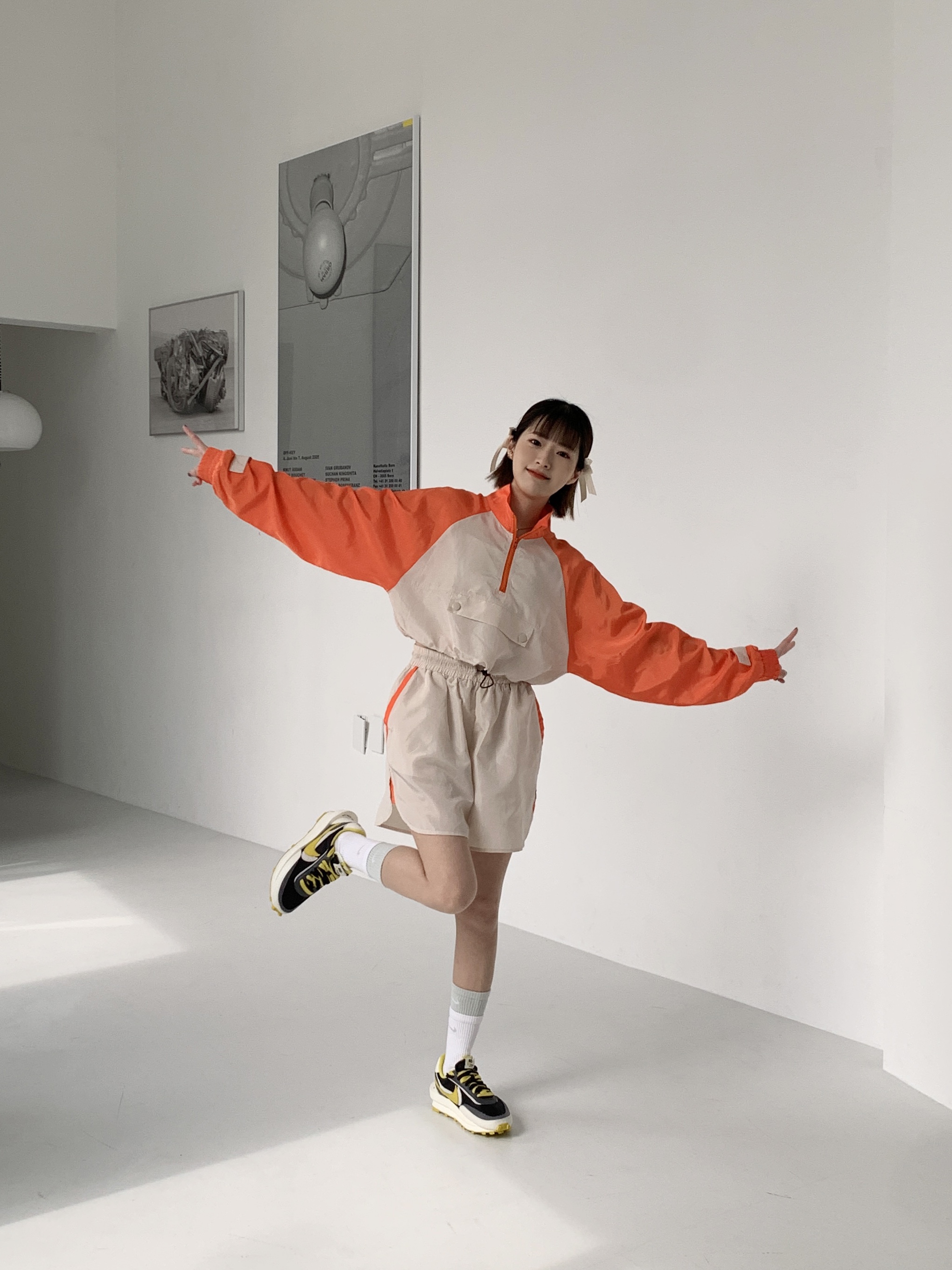 Nike x Sacai x Undercover LDWaffle Black Bright Citron, Nike x Sacai x Undercover LDWaffle Midnight Spruce University Red 착용 스타일 - 1
